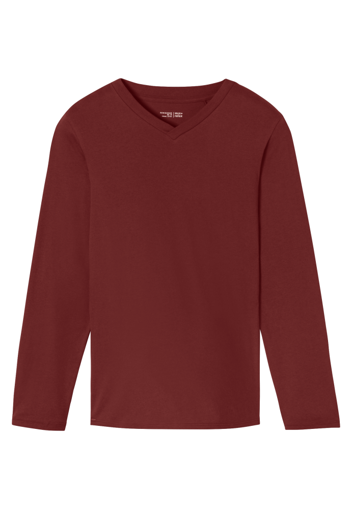SCHIESSER Mix + Relax Shirt 1/1 arm, heren T-shirt lange mouw, wijnrood