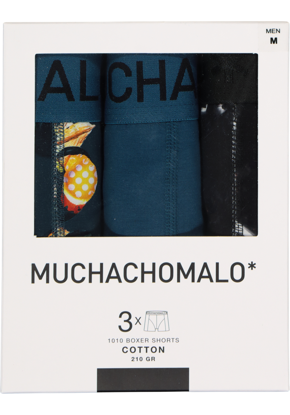 07-8720594090684_muchachomalo_boxer_3p_HR Muchachomalo heren boxershorts (3-pack), heren boxers normale lengte, Costa Rica Spain, print, blauw