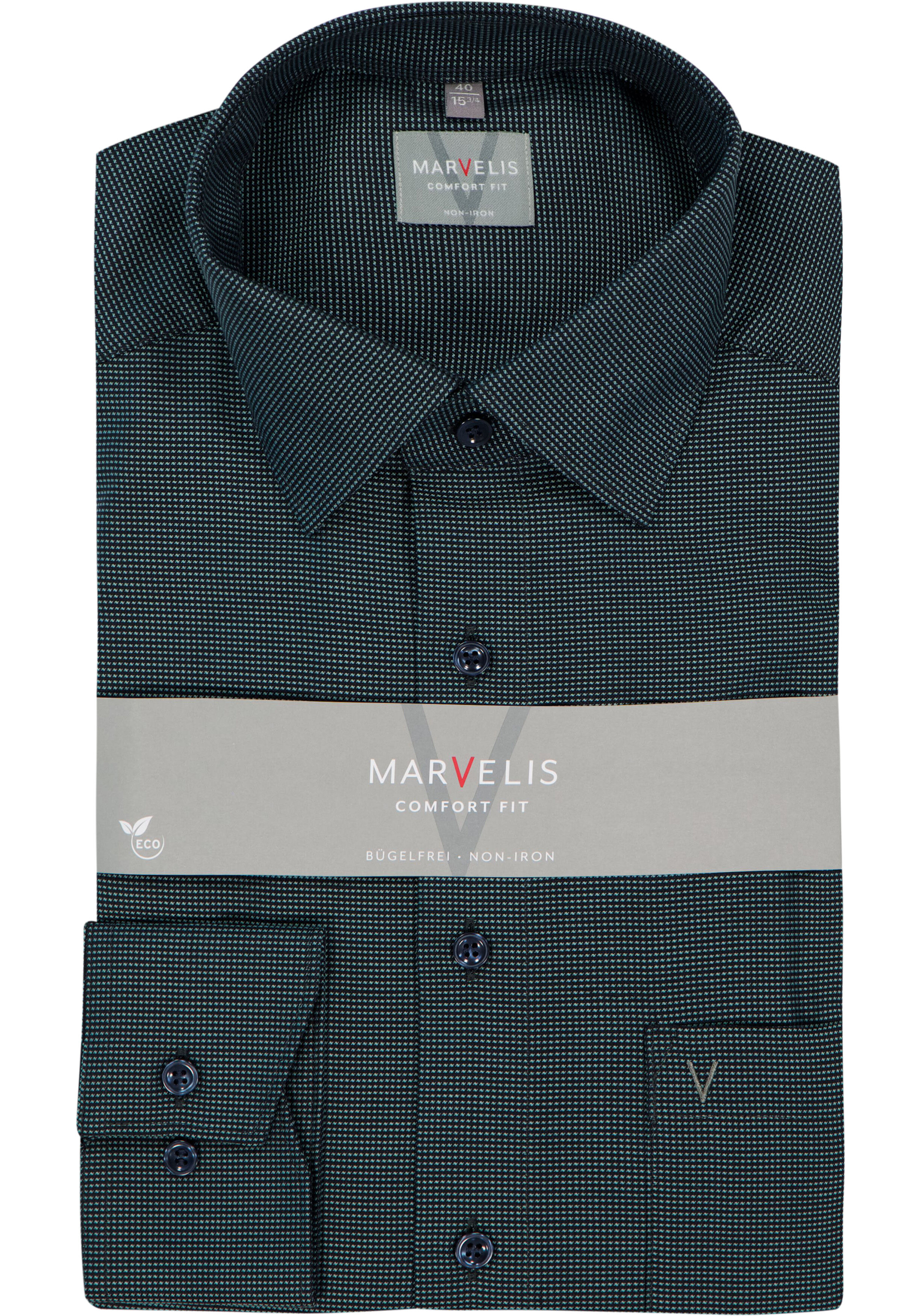 MARVELIS comfort fit overhemd, structuur, groen