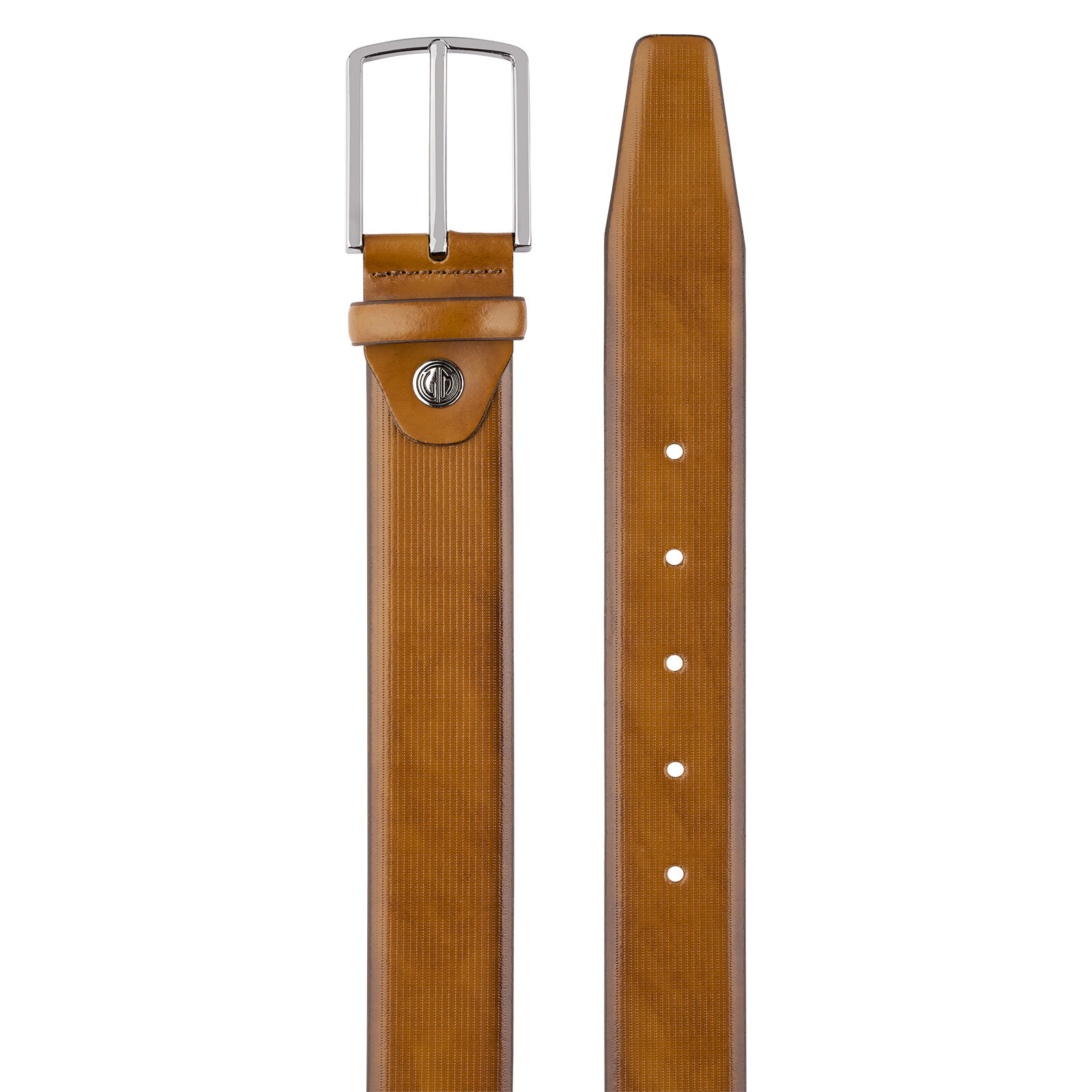 LINDENMANN leren heren riem, cognac