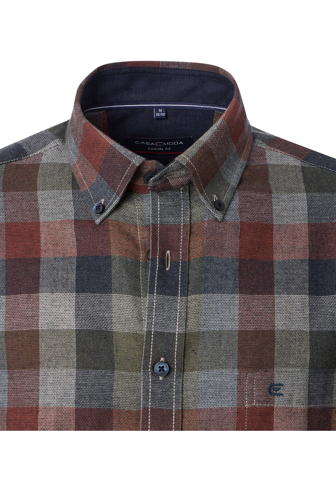 CASA MODA Sport casual fit overhemd, dobby, rood geruit - 444305700-453 CASA MODA Sport casual fit overhemd, dobby, rood geruit - 444305700-453