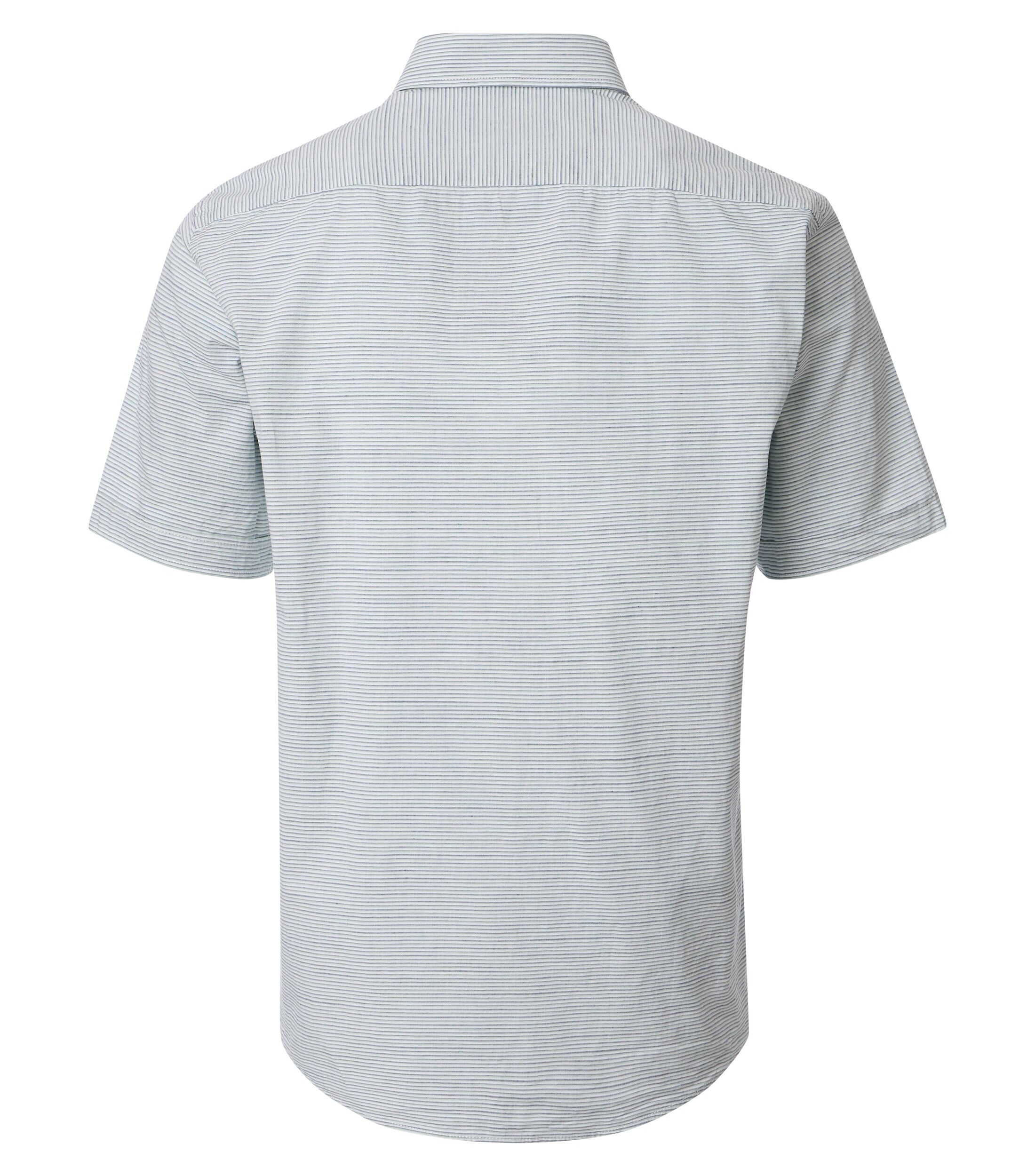 CASA MODA Sport casual fit overhemd, korte mouw, chambray, groen en wit gestreept