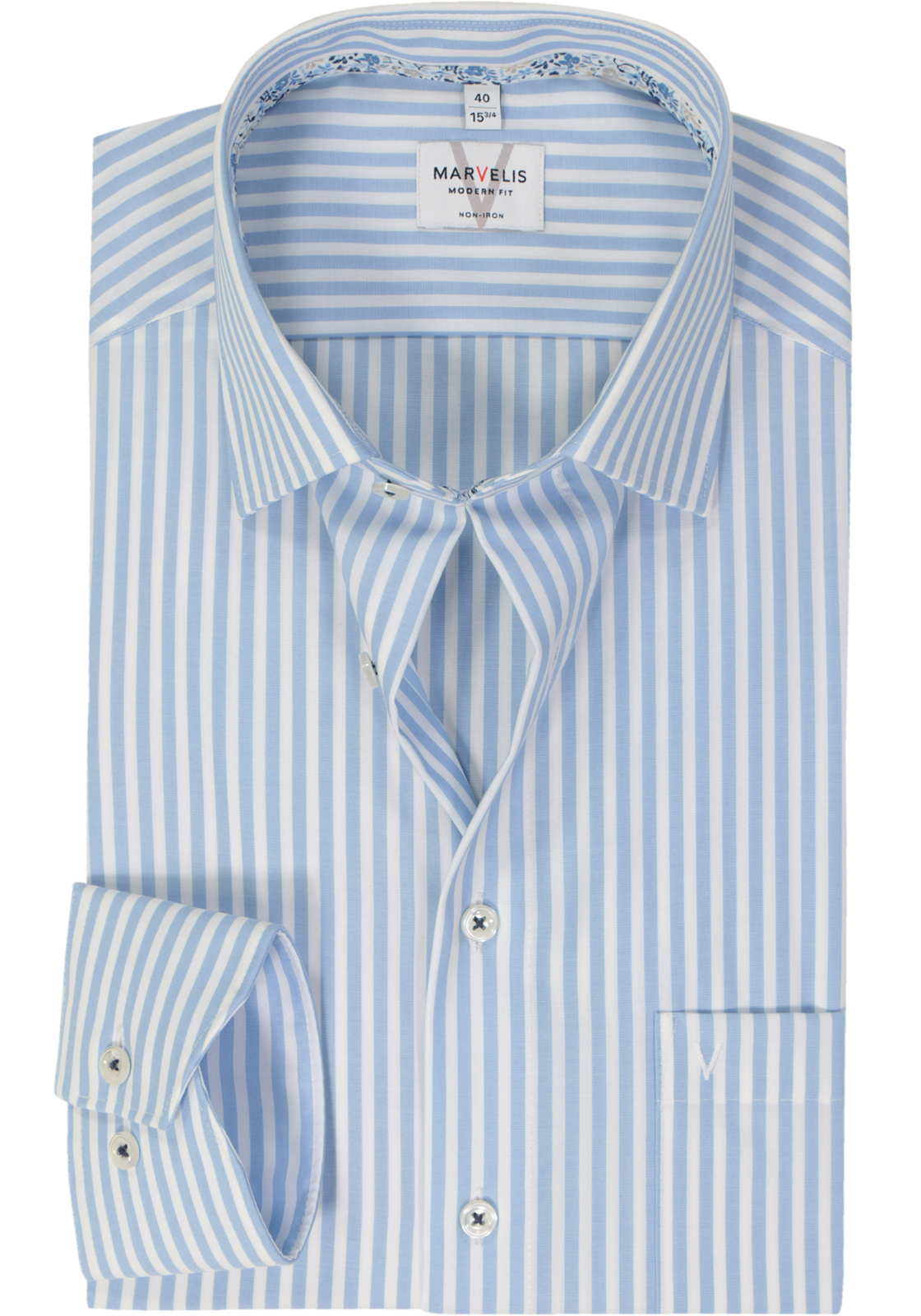 MARVELIS modern fit overhemd, popeline, lichtblauw gestreept MARVELIS modern fit overhemd, popeline, lichtblauw gestreept