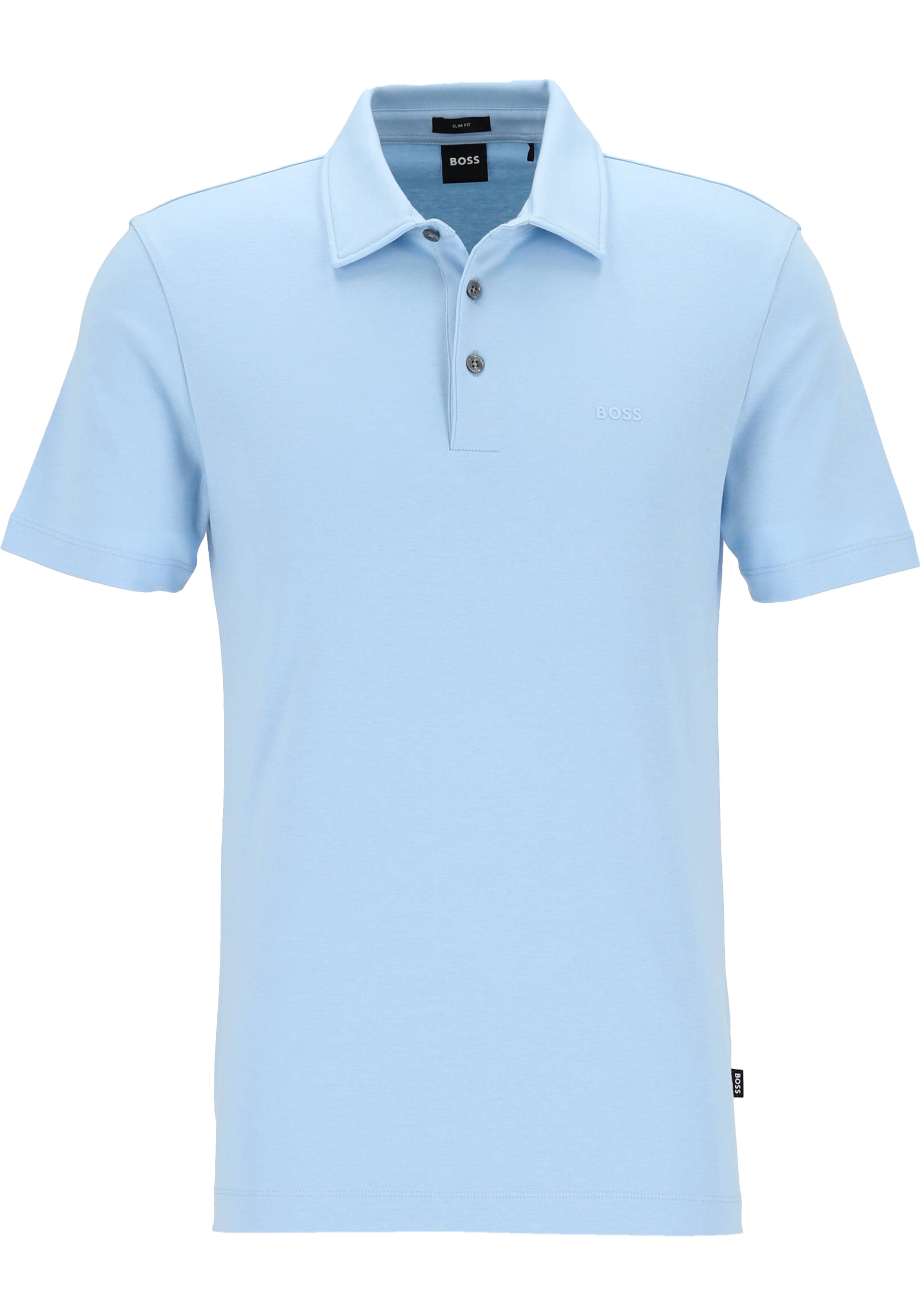 BOSS Palosh slim fit heren polo, pique, lichtblauw