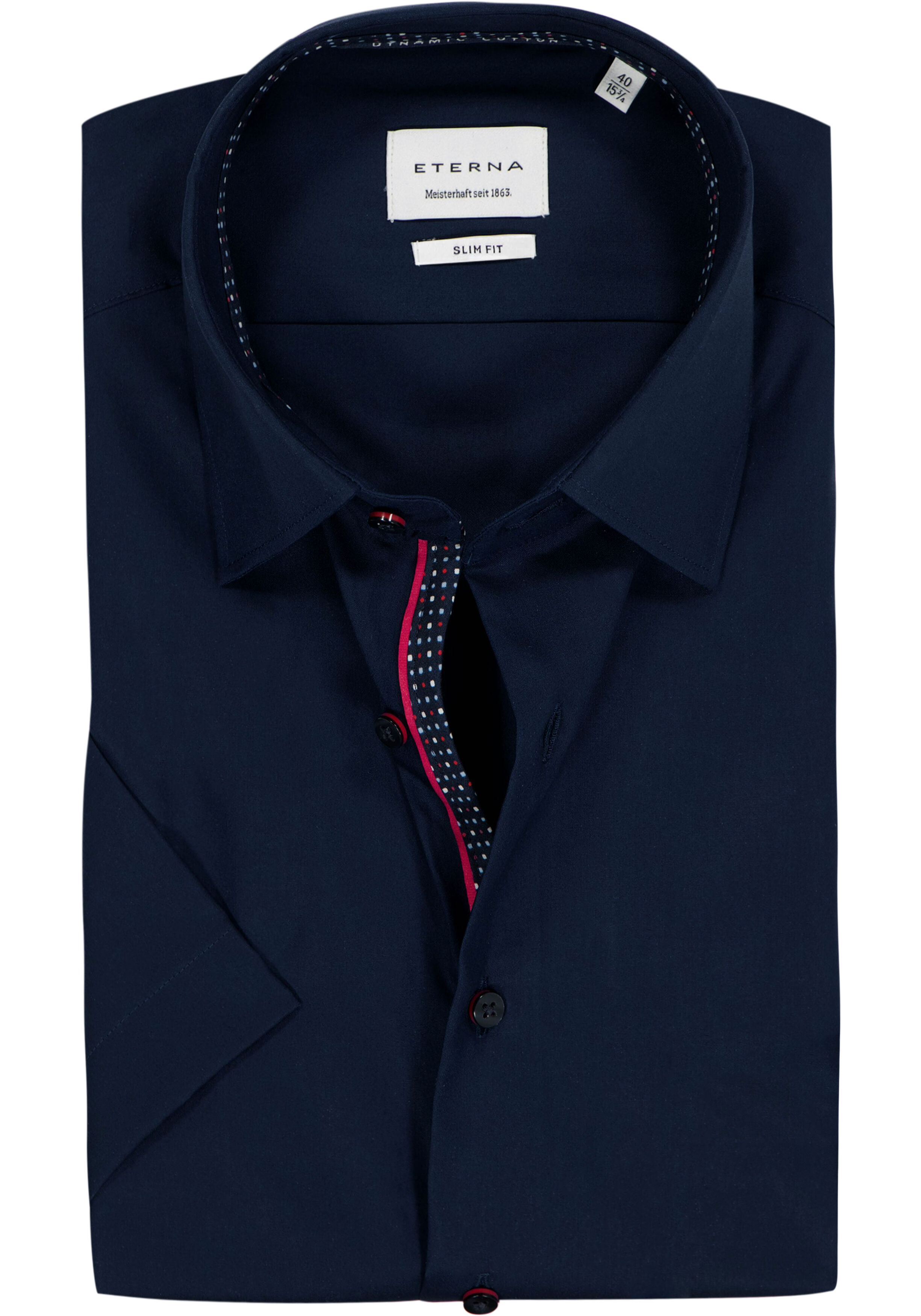 ETERNA slim fit overhemd korte mouw, popeline, donkerblauw