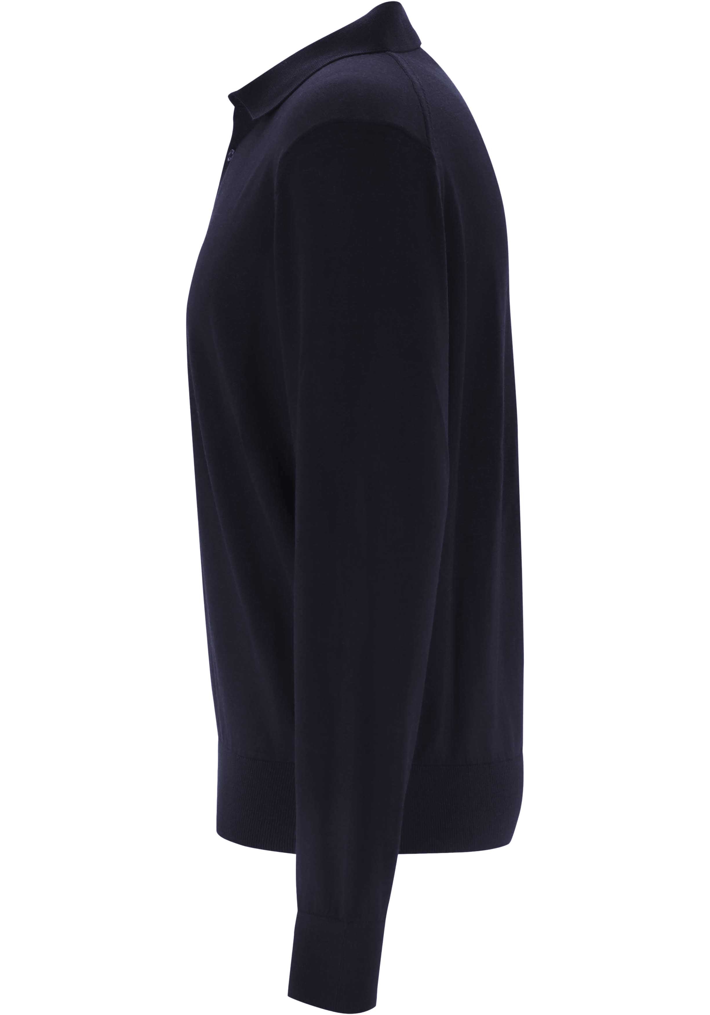 BOSS Lancione regular fit trui wol, heren trui middeldik gebreide polo, donkerblauw