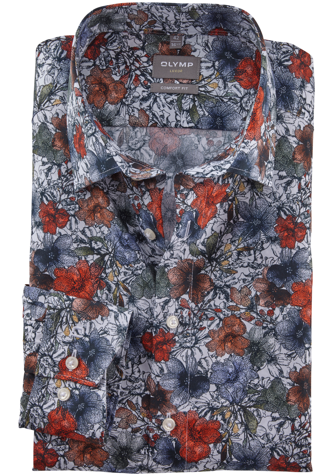 OLYMP comfort fit overhemd, popeline, wit dessin OLYMP comfort fit overhemd, popeline, wit dessin