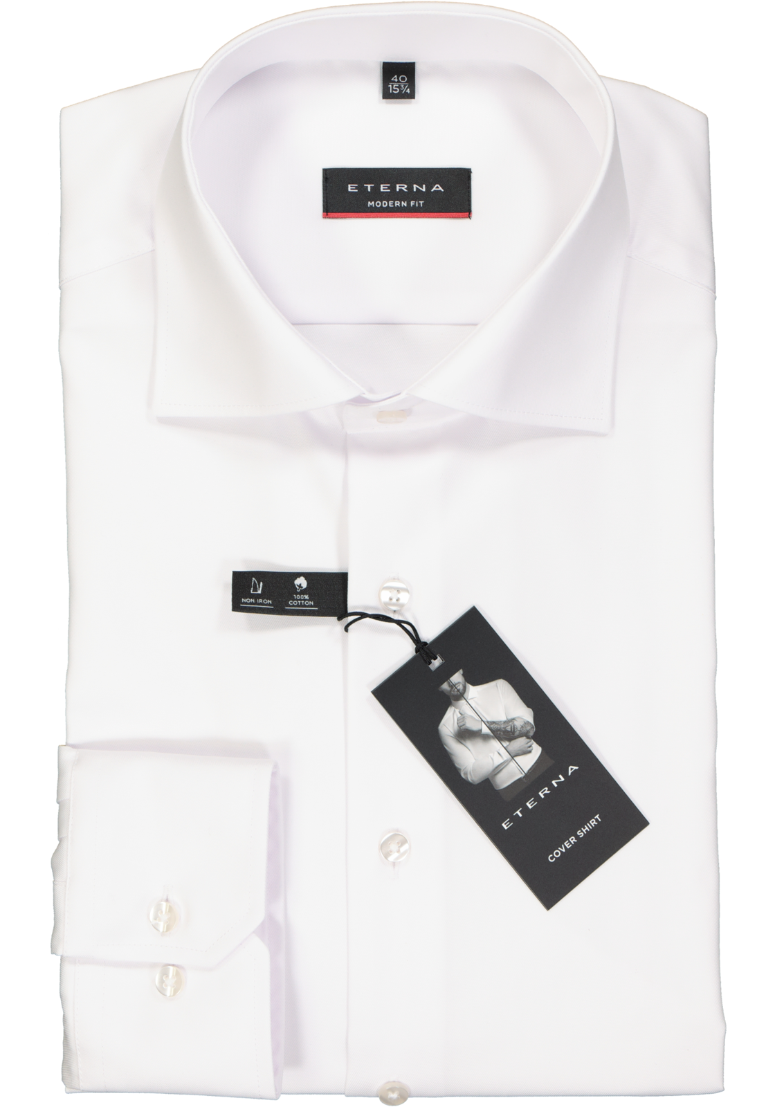 2-4059268874676_eterna-overhemd_HR ETERNA modern fit overhemd, niet doorschijnend twill heren overhemd, wit