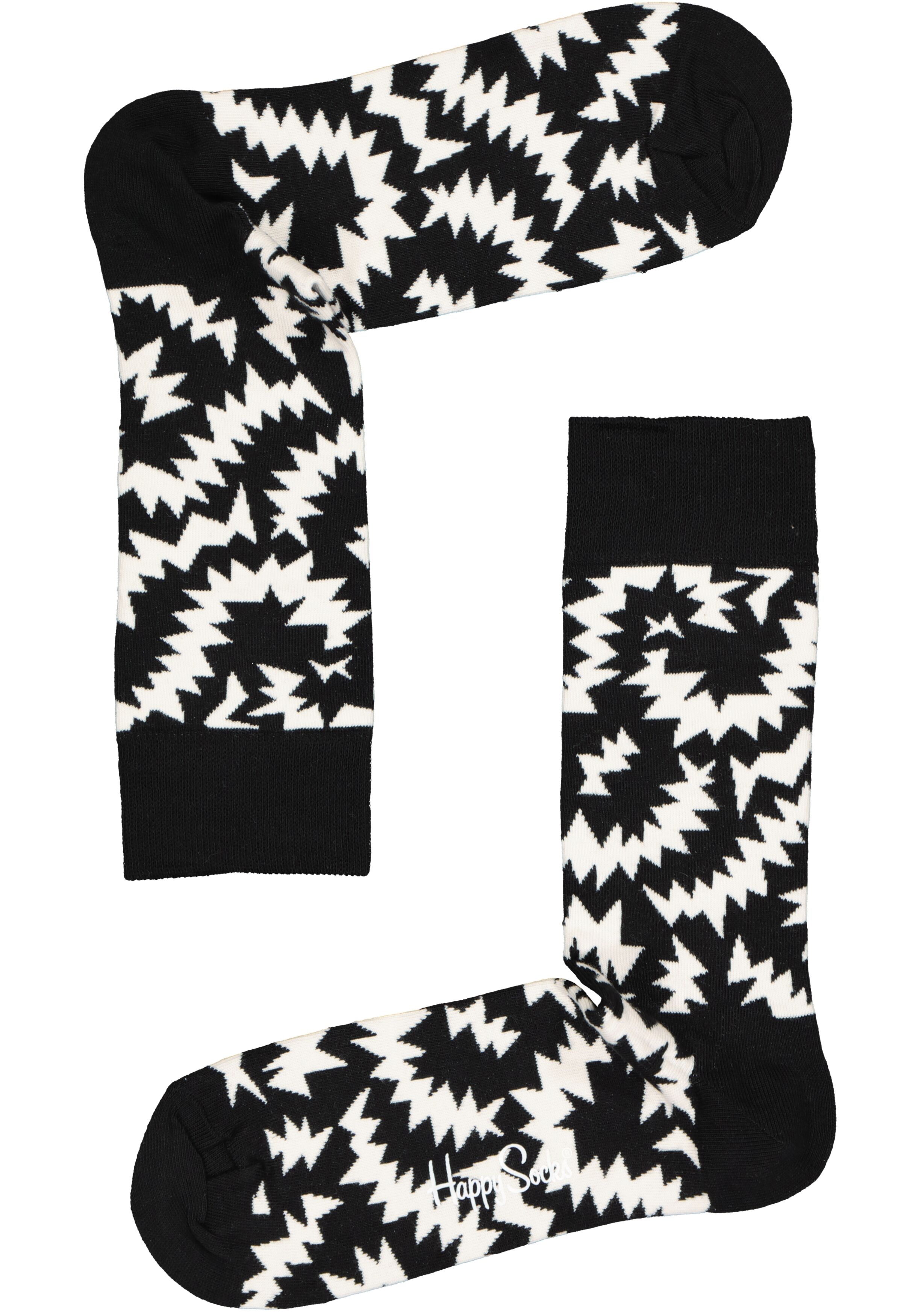 Happy Socks Zigzag Sock, zwart met wit