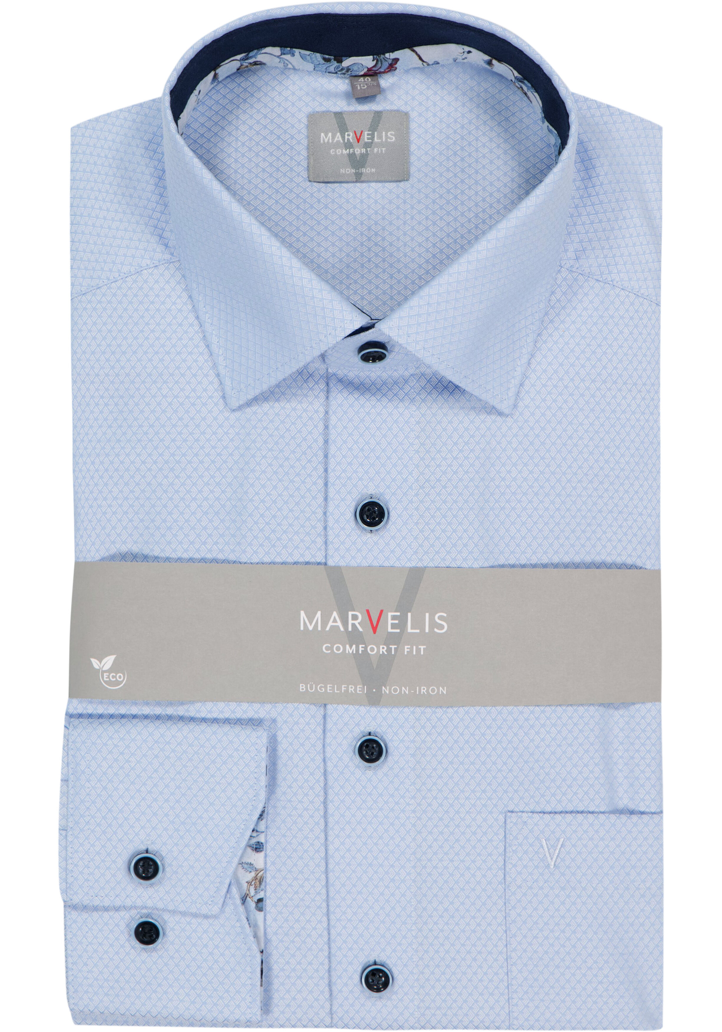 MARVELIS comfort fit overhemd, structuur, lichtblauw