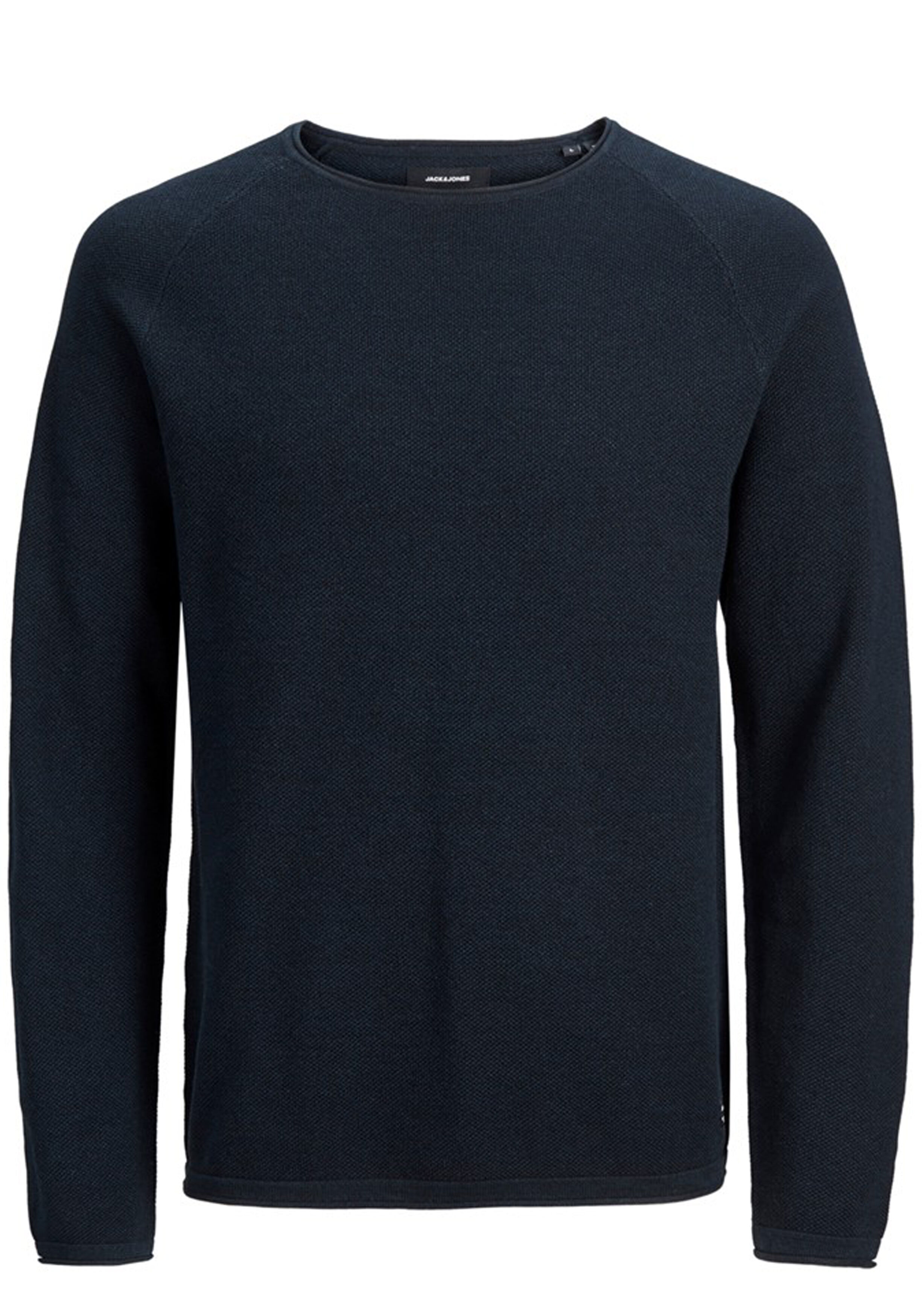 JACK & JONES slim fit trui katoen, O-hals, donkerblauw