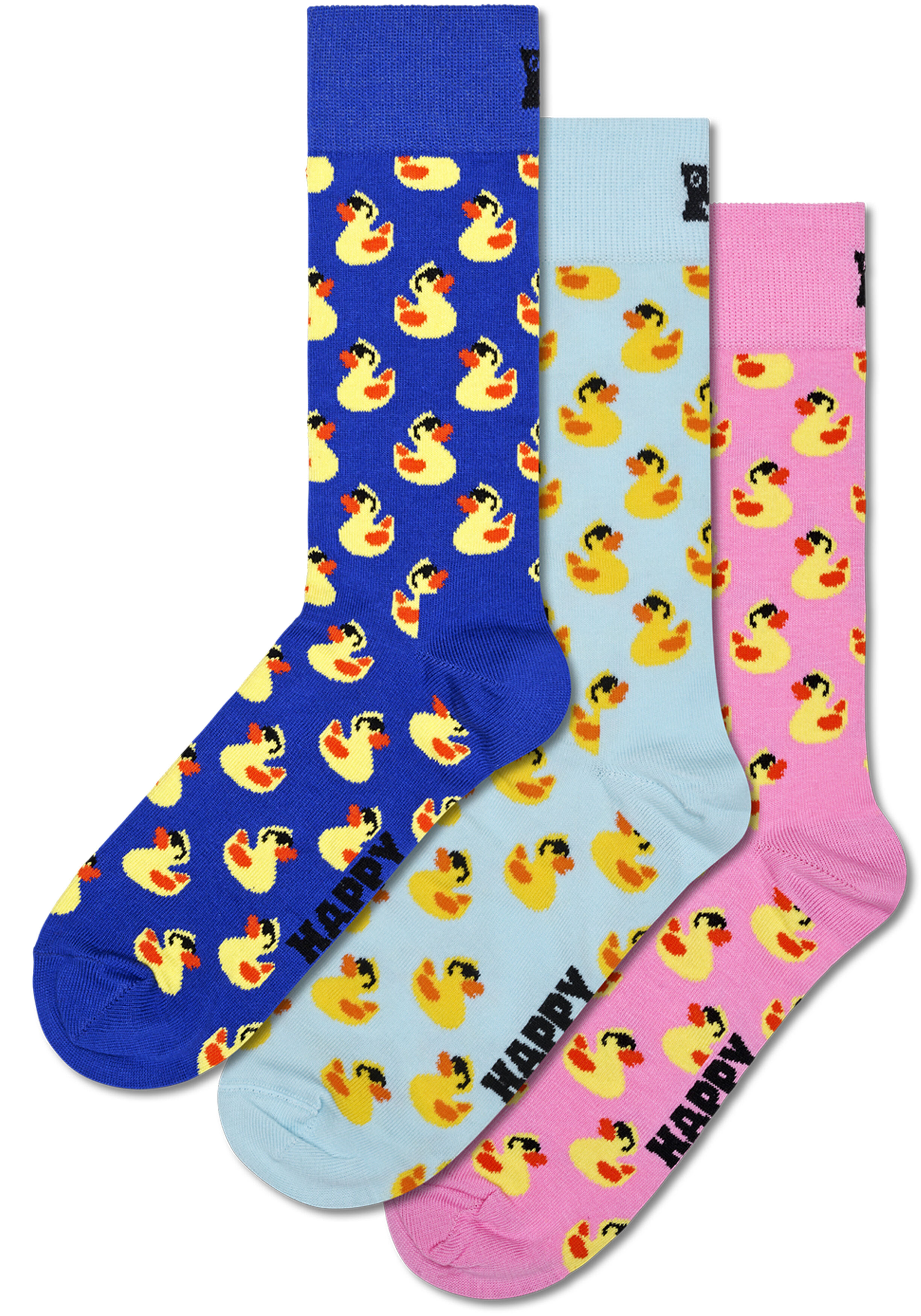 Happy Socks Rubber Duck Socks Gift Set (3-pack), unisex sokken in cadeauverpakking, blauw