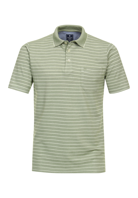 Redmond regular fit heren polo, jersey, groen gestreept - 241445900-60 Redmond regular fit heren polo, jersey, groen gestreept - 241445900-60