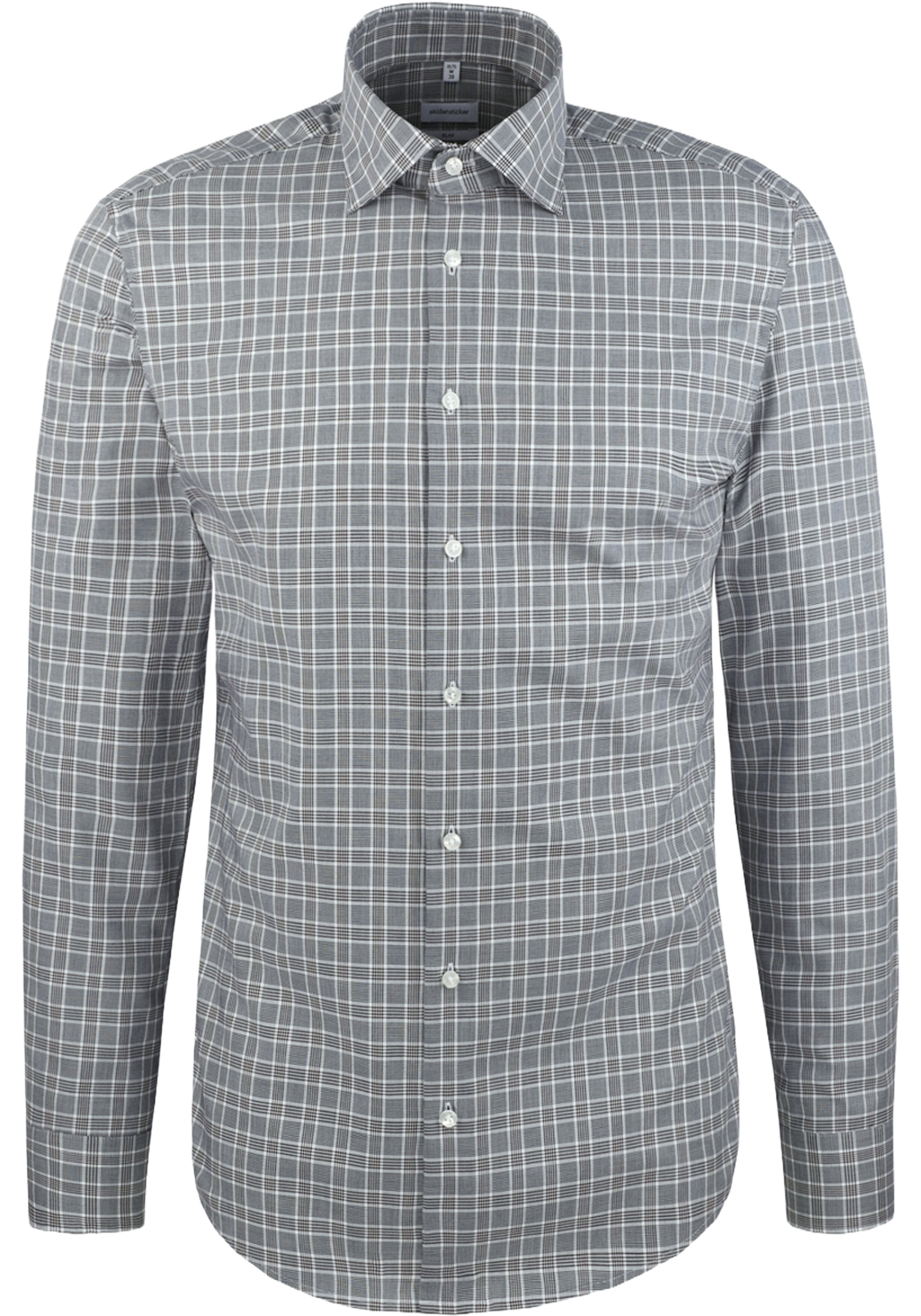Seidensticker shaped fit overhemd, popeline, blauw geruit
