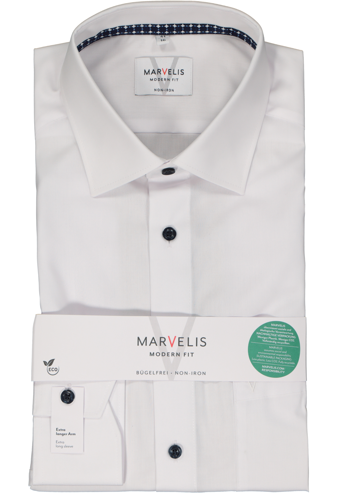2-4062534782698_marvelis-overhemd_HR MARVELIS modern fit overhemd, mouwlengte 7, popeline, wit