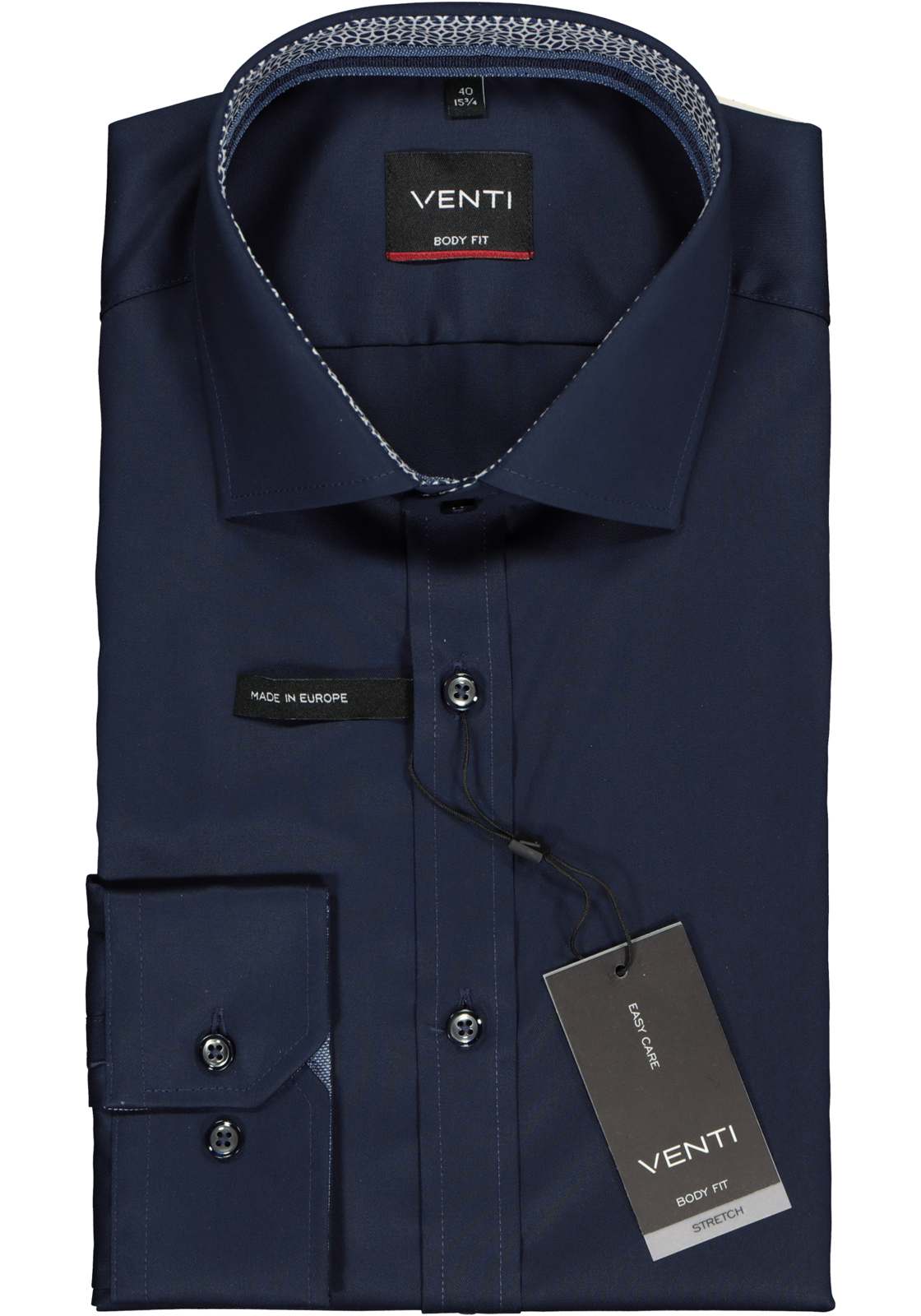 2-4060031921954_venti-overhemd_HR VENTI body fit overhemd, donkerblauw twill (contrast)