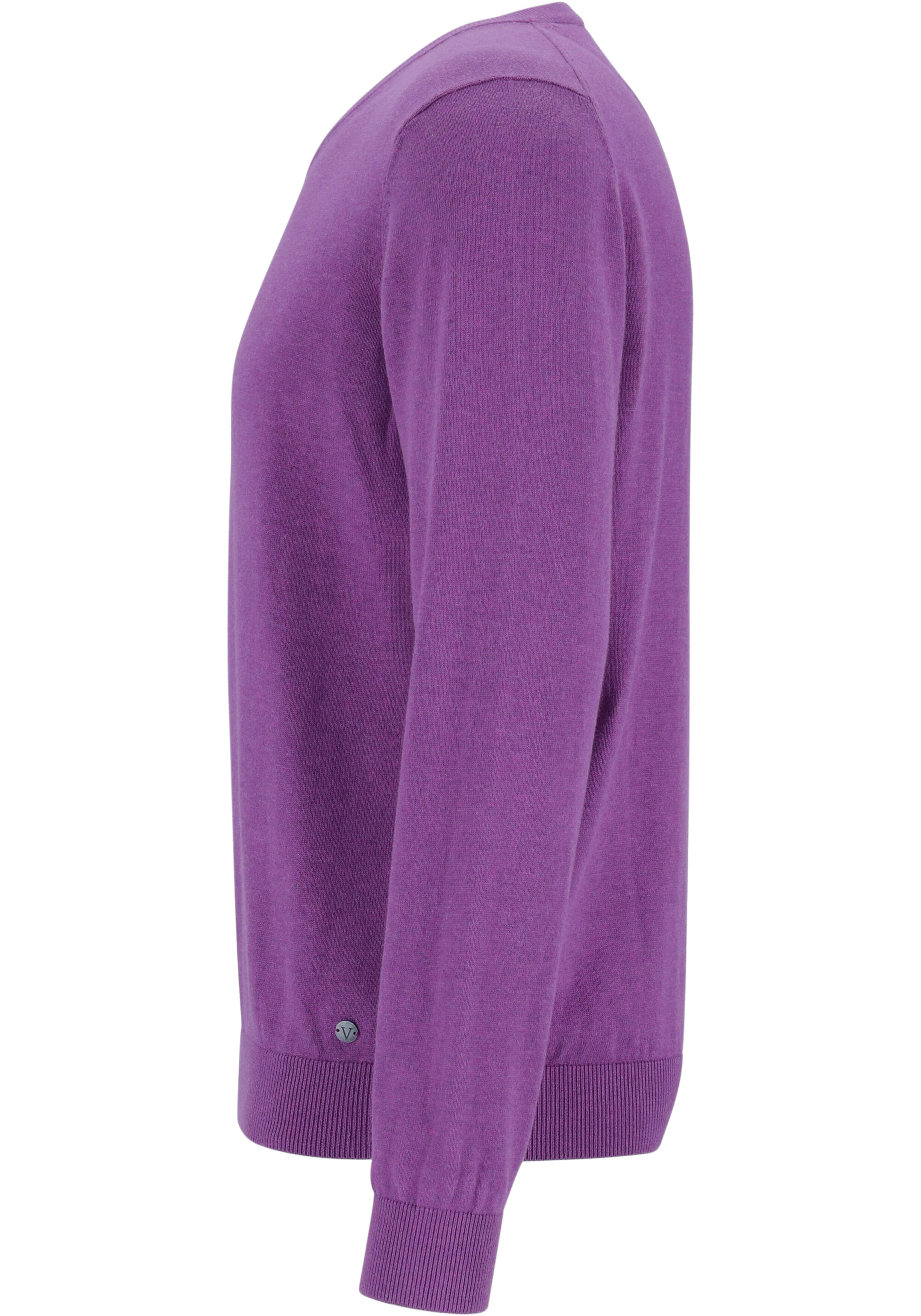 MARVELIS modern fit trui katoen, V-hals, aubergine paars