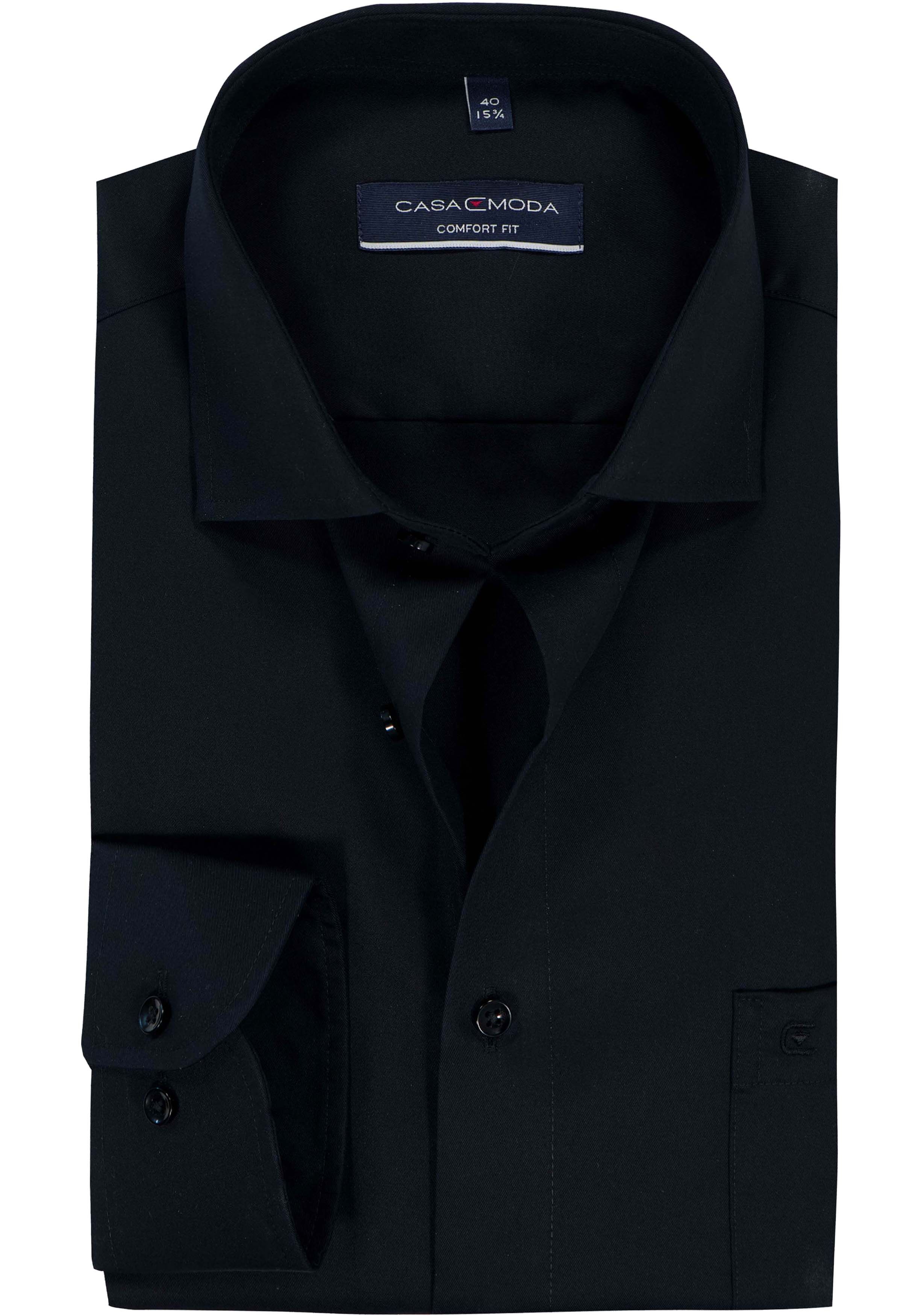 CASA MODA comfort fit overhemd, mouwlengte 7, twill, zwart