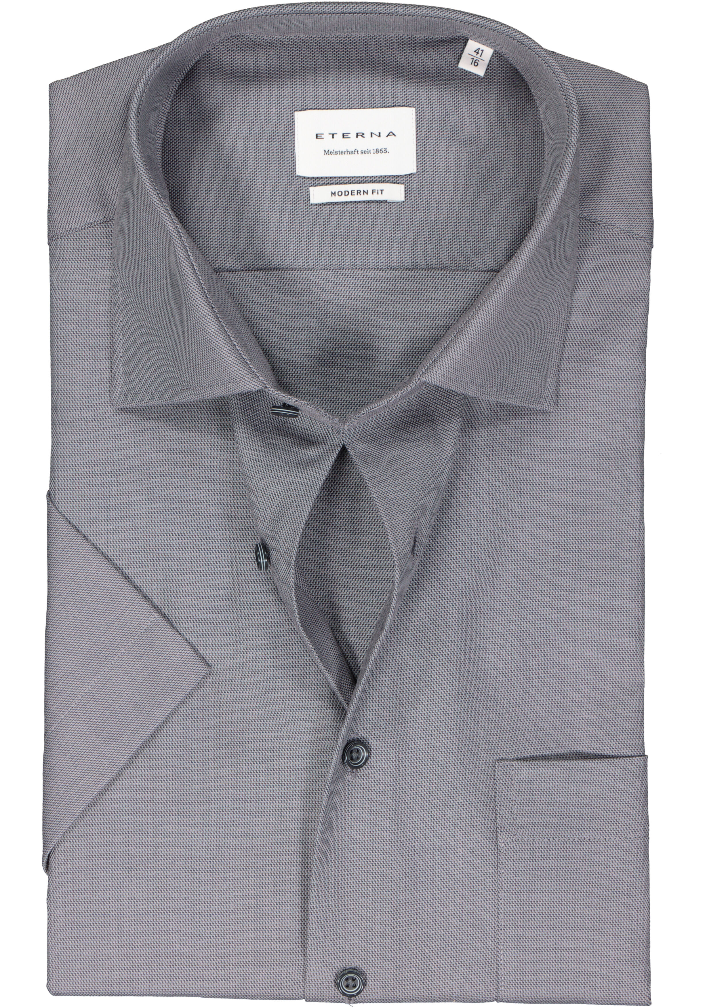 ETERNA modern fit overhemd korte mouw, twill, grijs