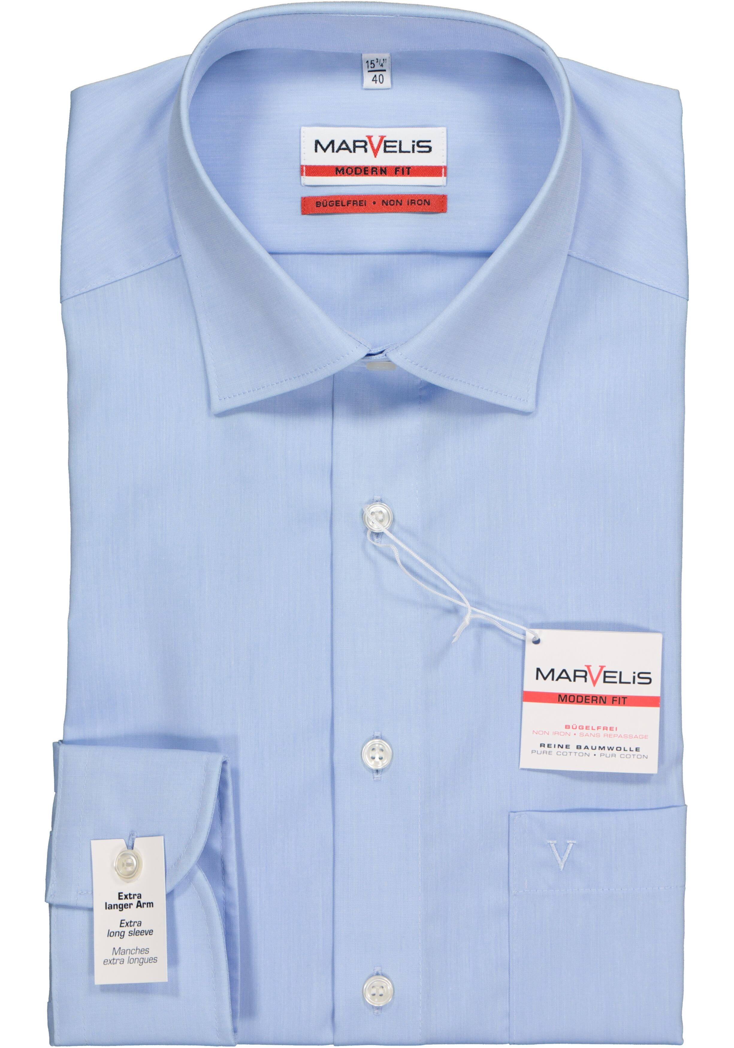 MARVELIS modern fit overhemd, mouwlengte 7, lichtblauw