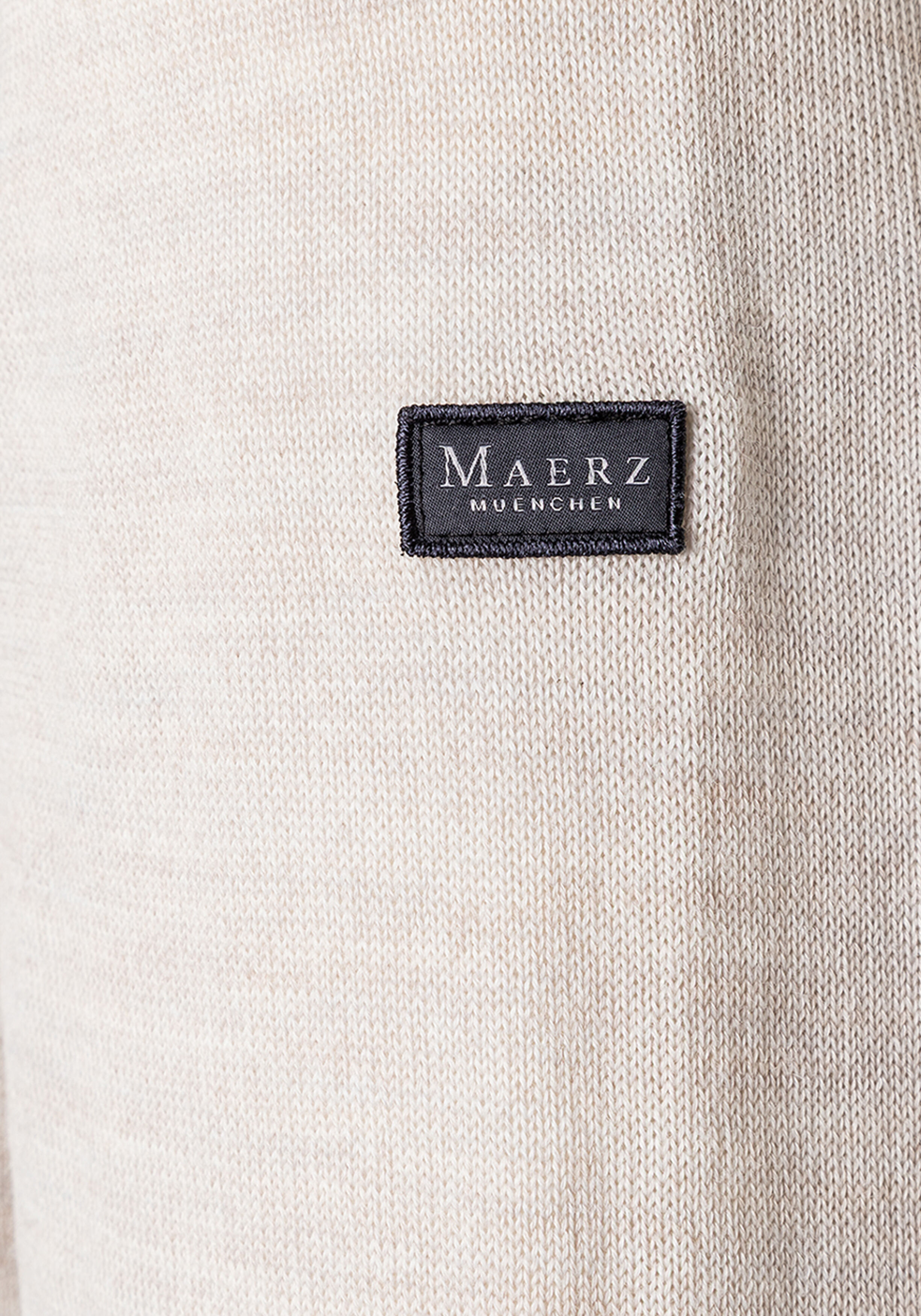 MAERZ Classic Fit heren trui met V-hals wol, offwhite