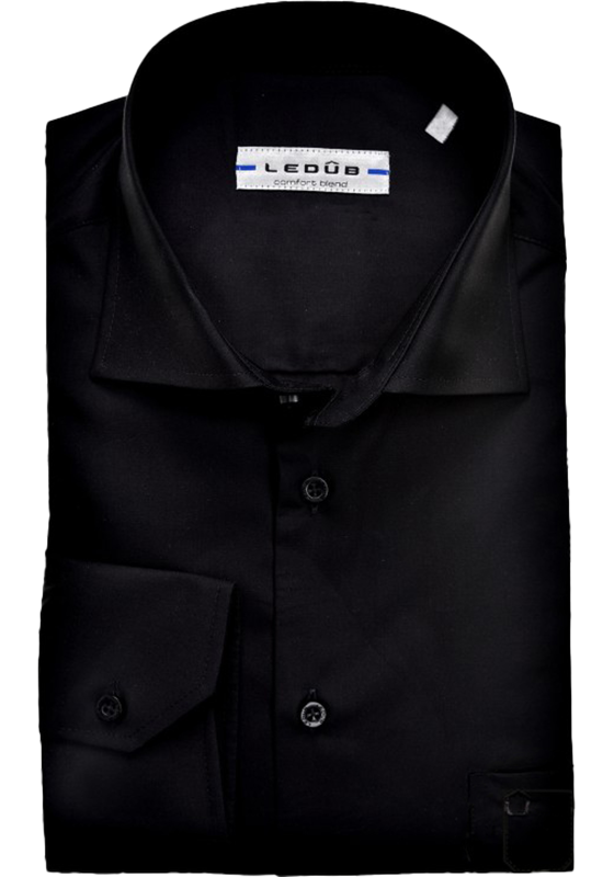 Ledub modern fit overhemd, mouwlengte 72 cm, zwart Ledub modern fit overhemd, mouwlengte 72 cm, zwart