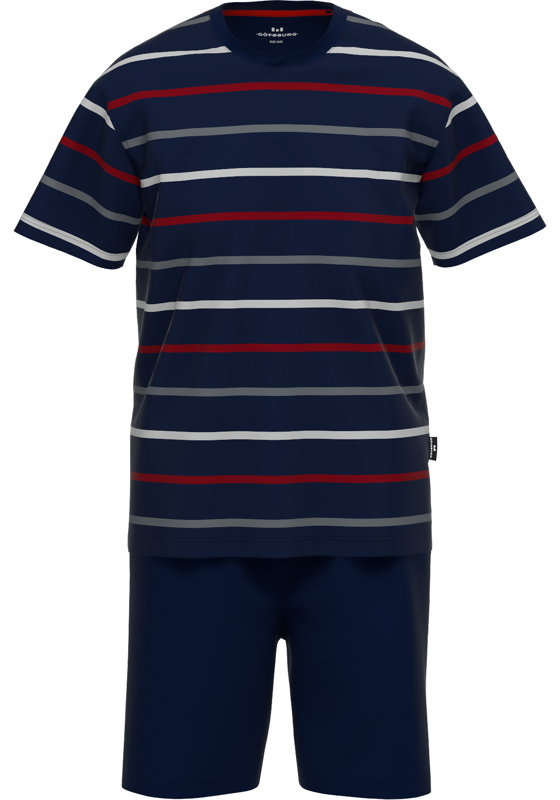 Gotzburg heren shortama O-hals, donkerblauw gestreept Gotzburg heren shortama O-hals, donkerblauw gestreept