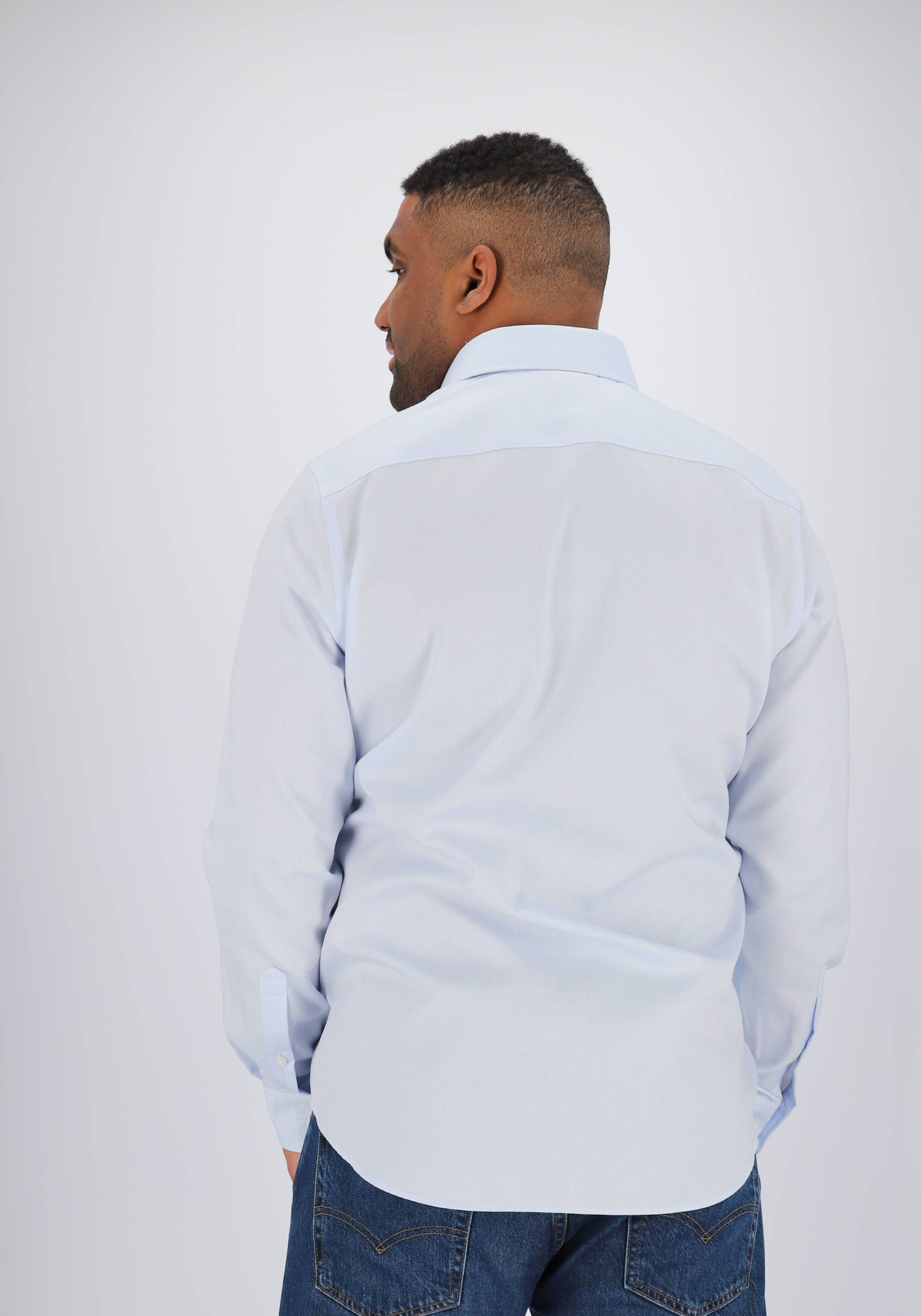 Michaelis slim fit overhemd, basket weave, lichtblauw