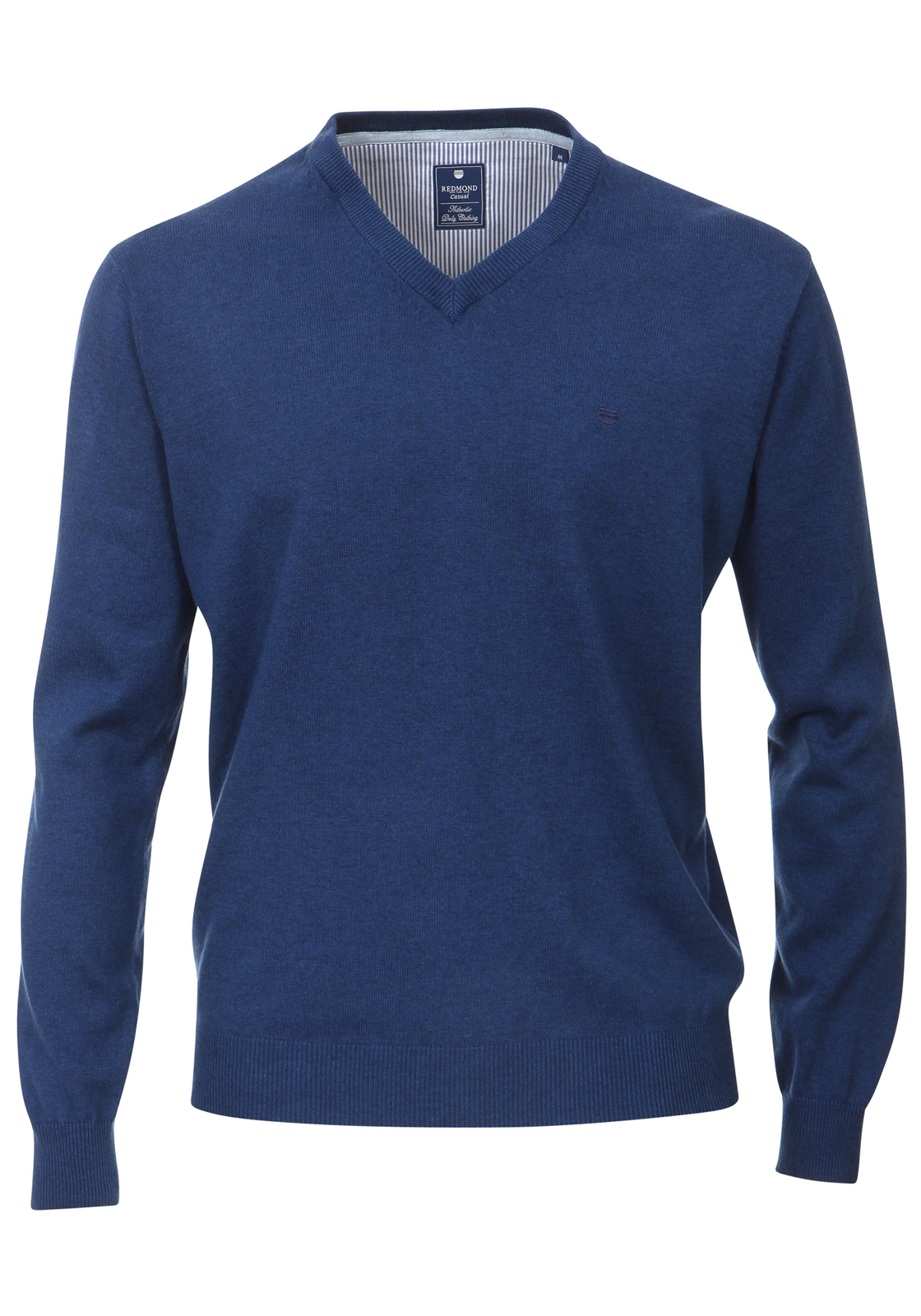 1-4049807141642-redmond-trui_HR Redmond heren trui katoen, V-hals, jeans-blauw