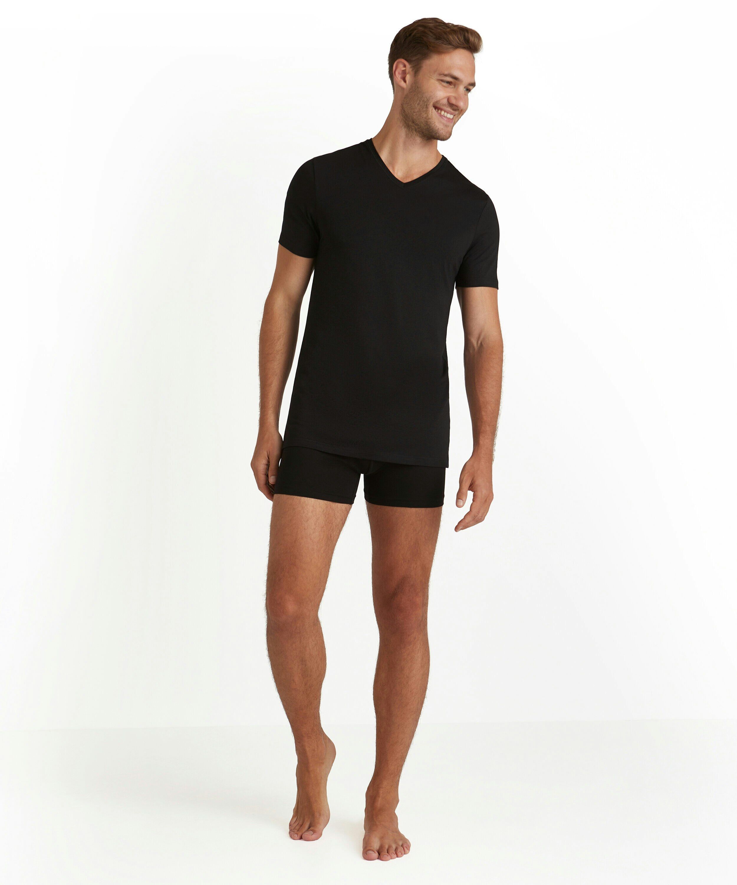 FALKE heren T-shirt Daily Natural, korte mouw, zwart (black)