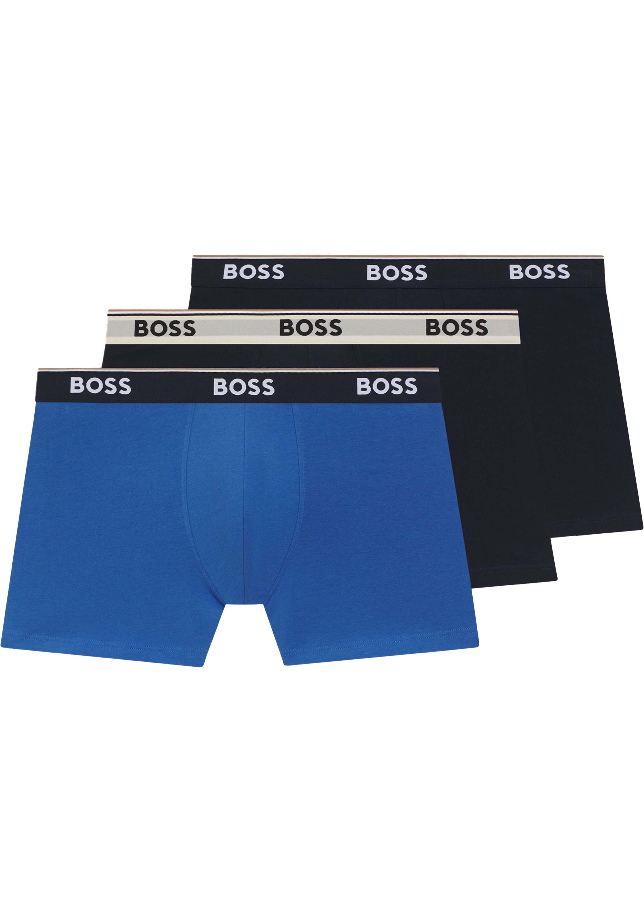 HUGO BOSS Power boxer briefs (3-pack), heren boxers normale lengte, midden en donkerblauw
