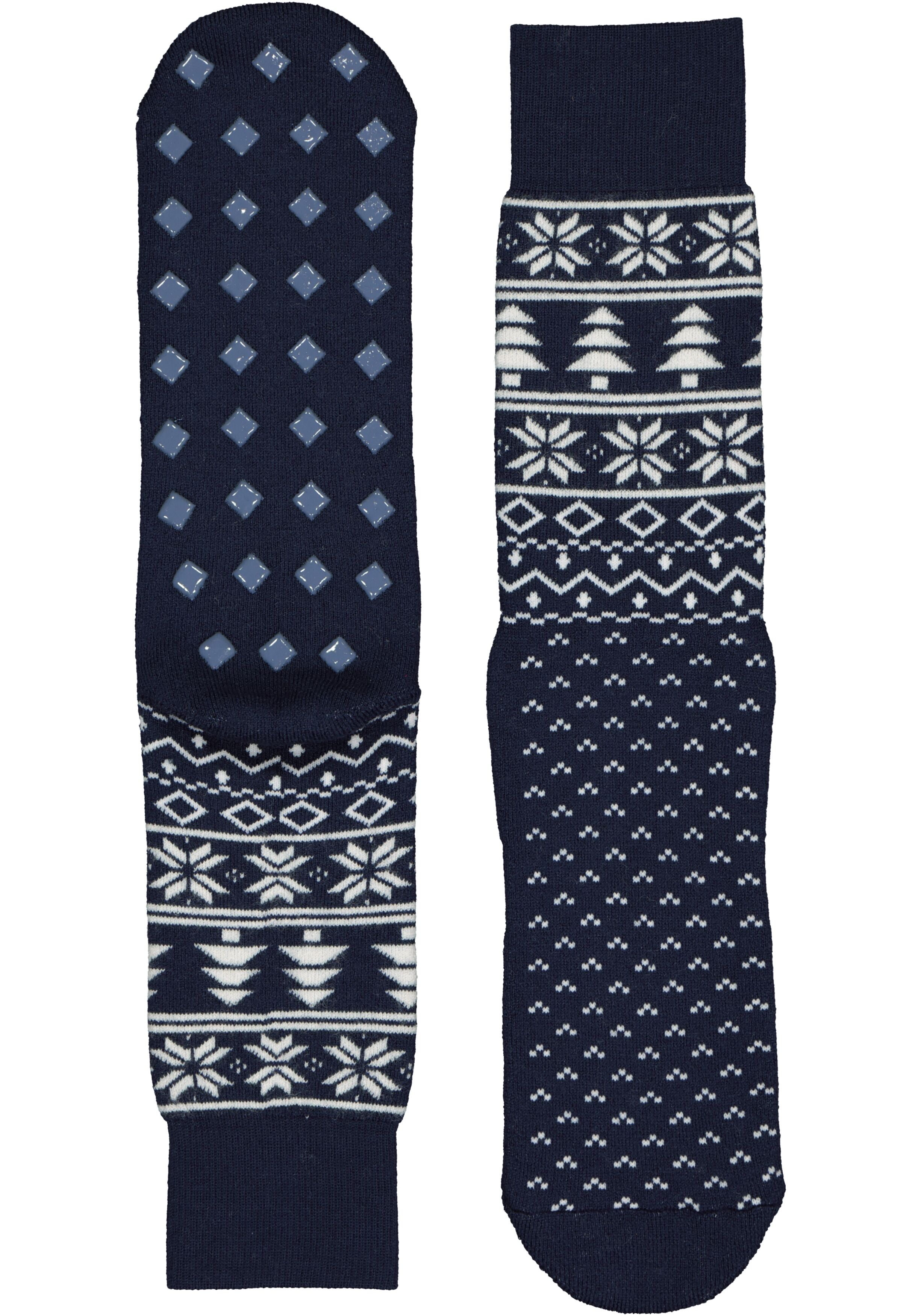 Burlington Homepads Fair Isle cadeau, huissokken winter, blauw met wit in cadeauverpakking