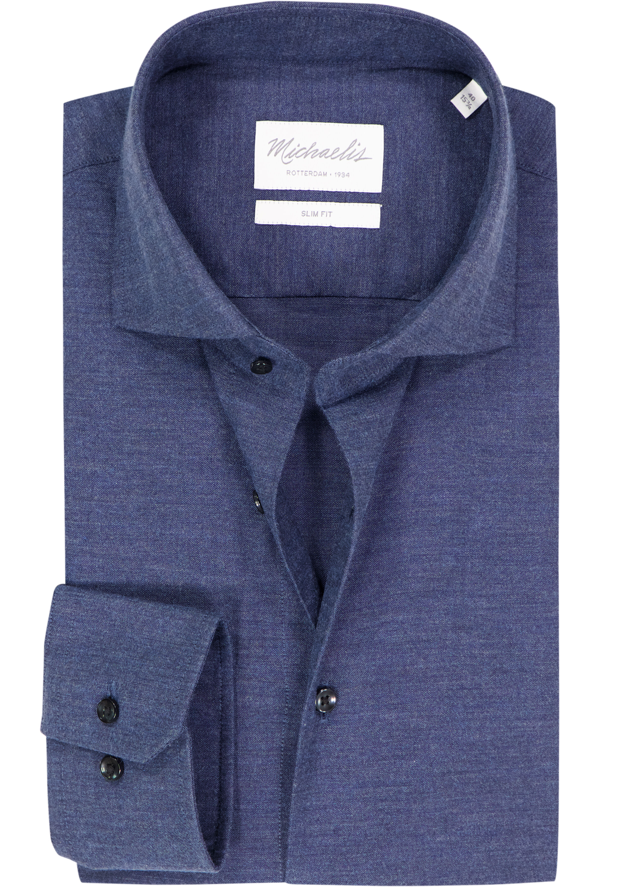 Michaelis slim fit heren overhemd, popeline, donkerblauw