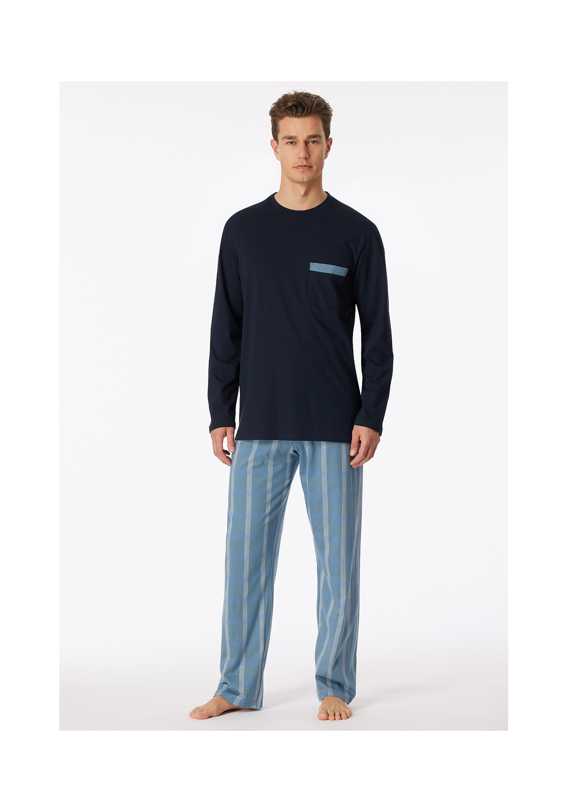 image_3_180262-801_3_1280x1280 SCHIESSER Comfort Nightwear pyjamaset, heren pyjama lange organic cotton ruiten admiral