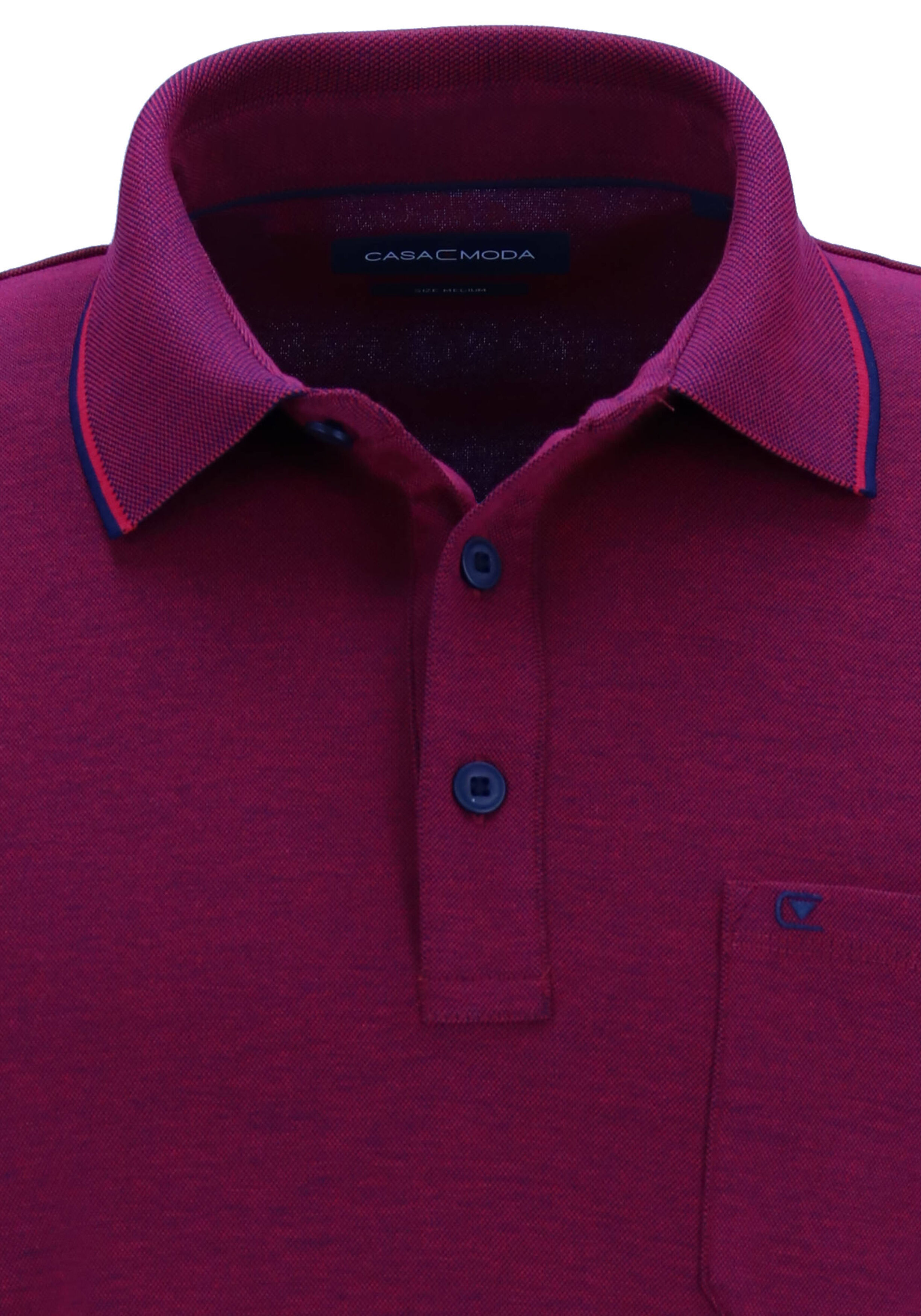 CASA MODA comfort fit poloshirt, donkerroze met blauw melange
