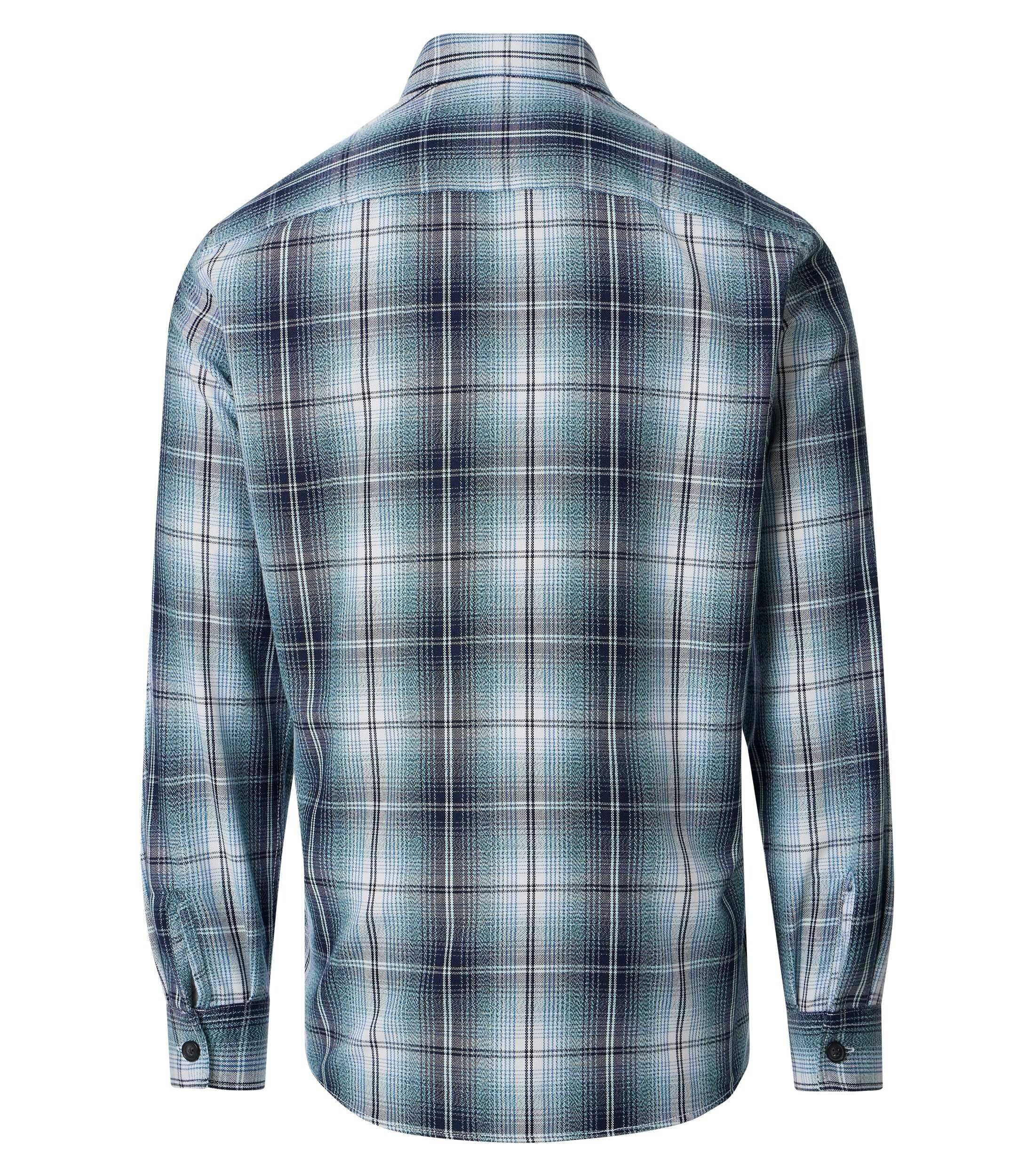 CASA MODA comfort fit overshirt, blauw met turquoise en wit geruit