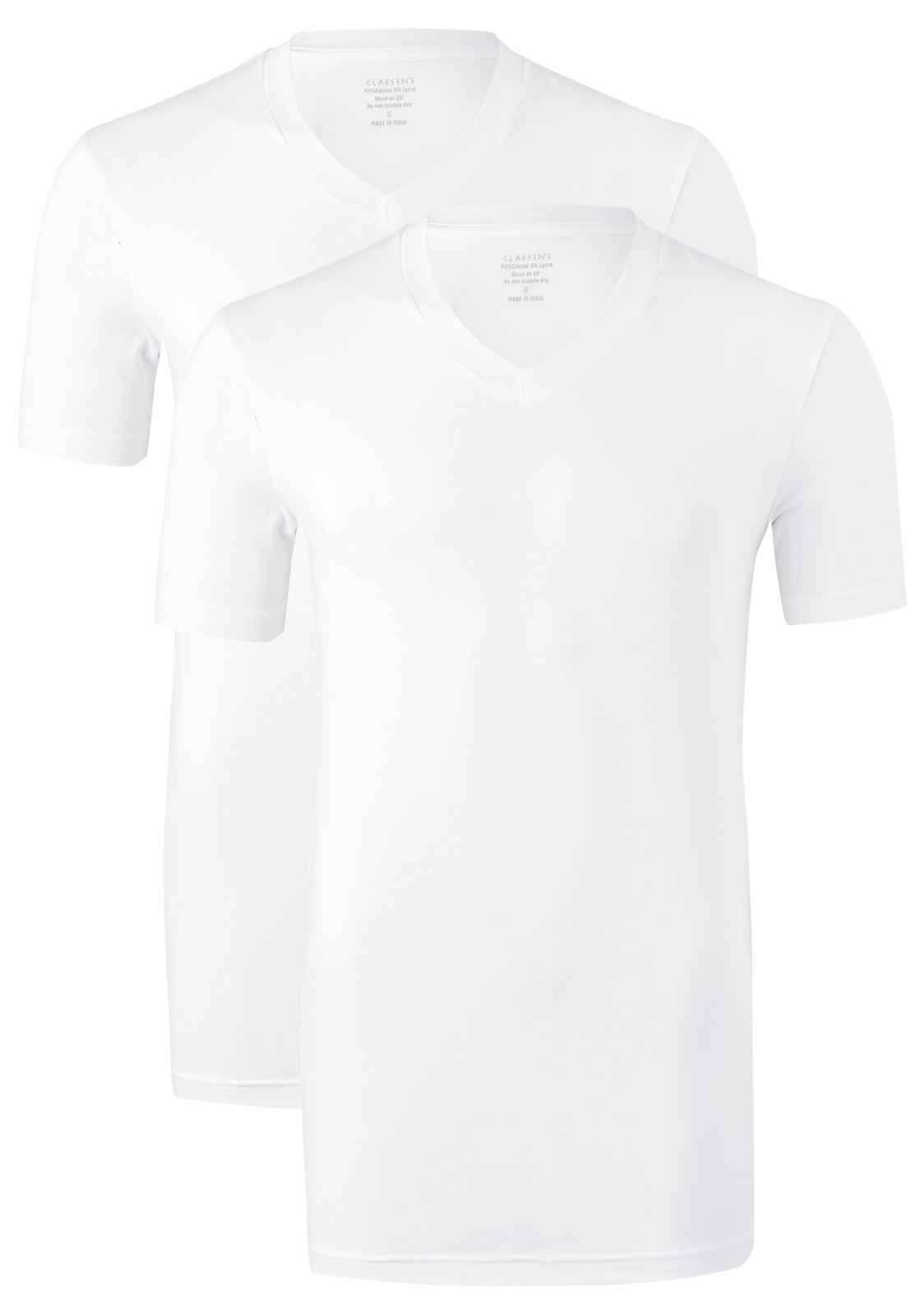 claesens_ondergoedCL1223_white_duo Claesen's Basics T-shirts (2-pack), heren T-shirts V-hals, wit