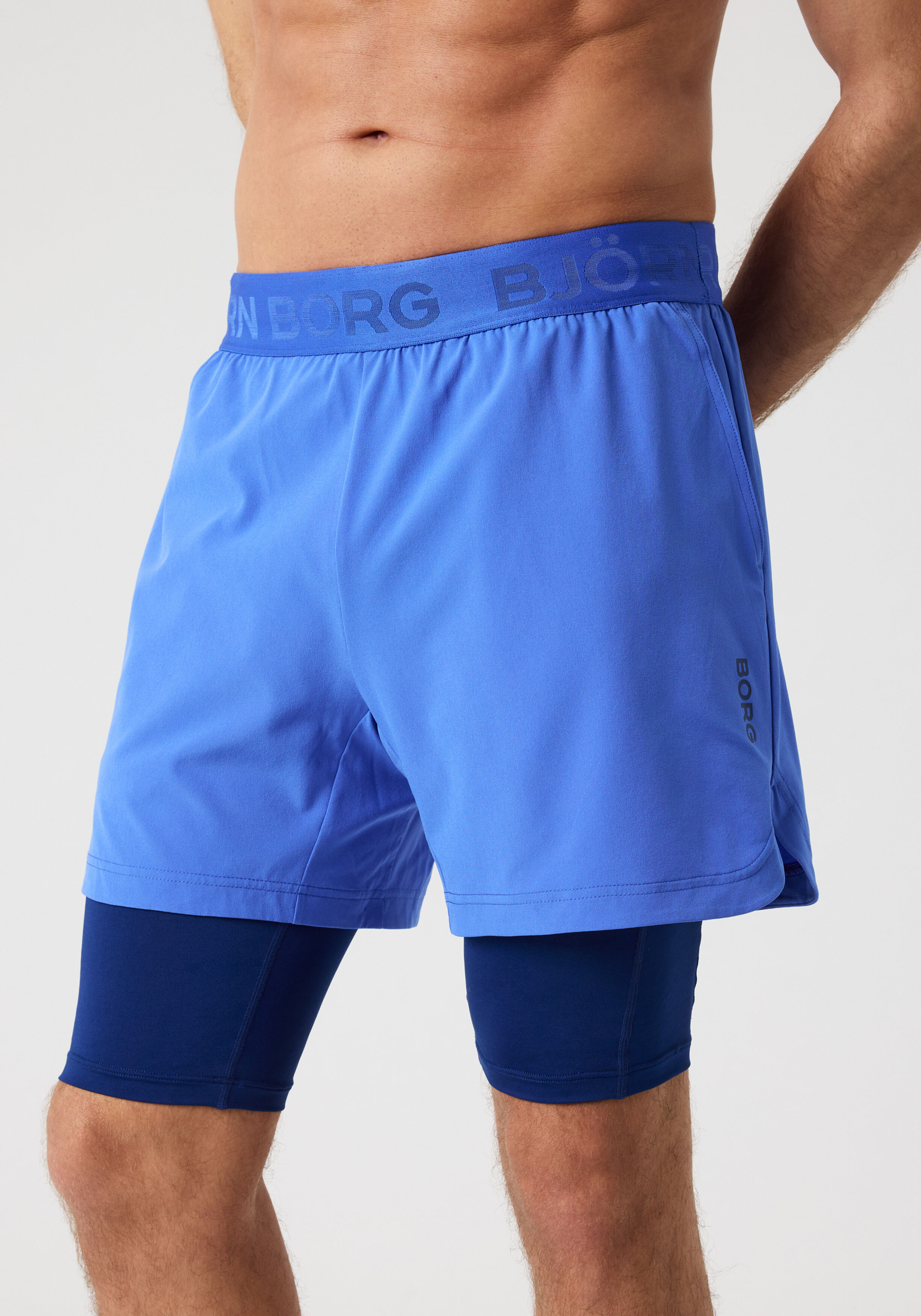 Bjorn Borg 2 In 1 Shorts, heren sportbroek kort, blauw