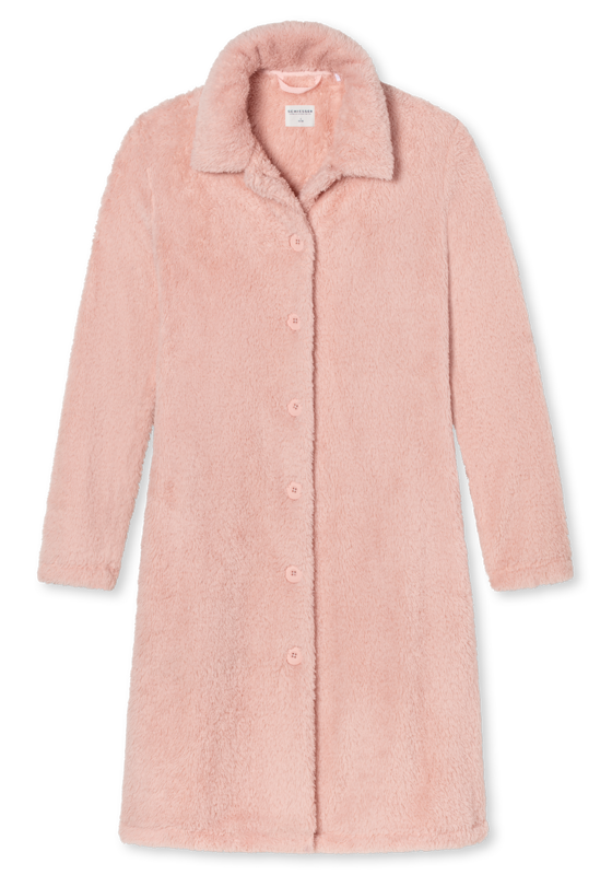 SCHIESSER Essentials badjas, dames teddyfleece kamerjas roze SCHIESSER Essentials badjas, dames teddyfleece kamerjas roze