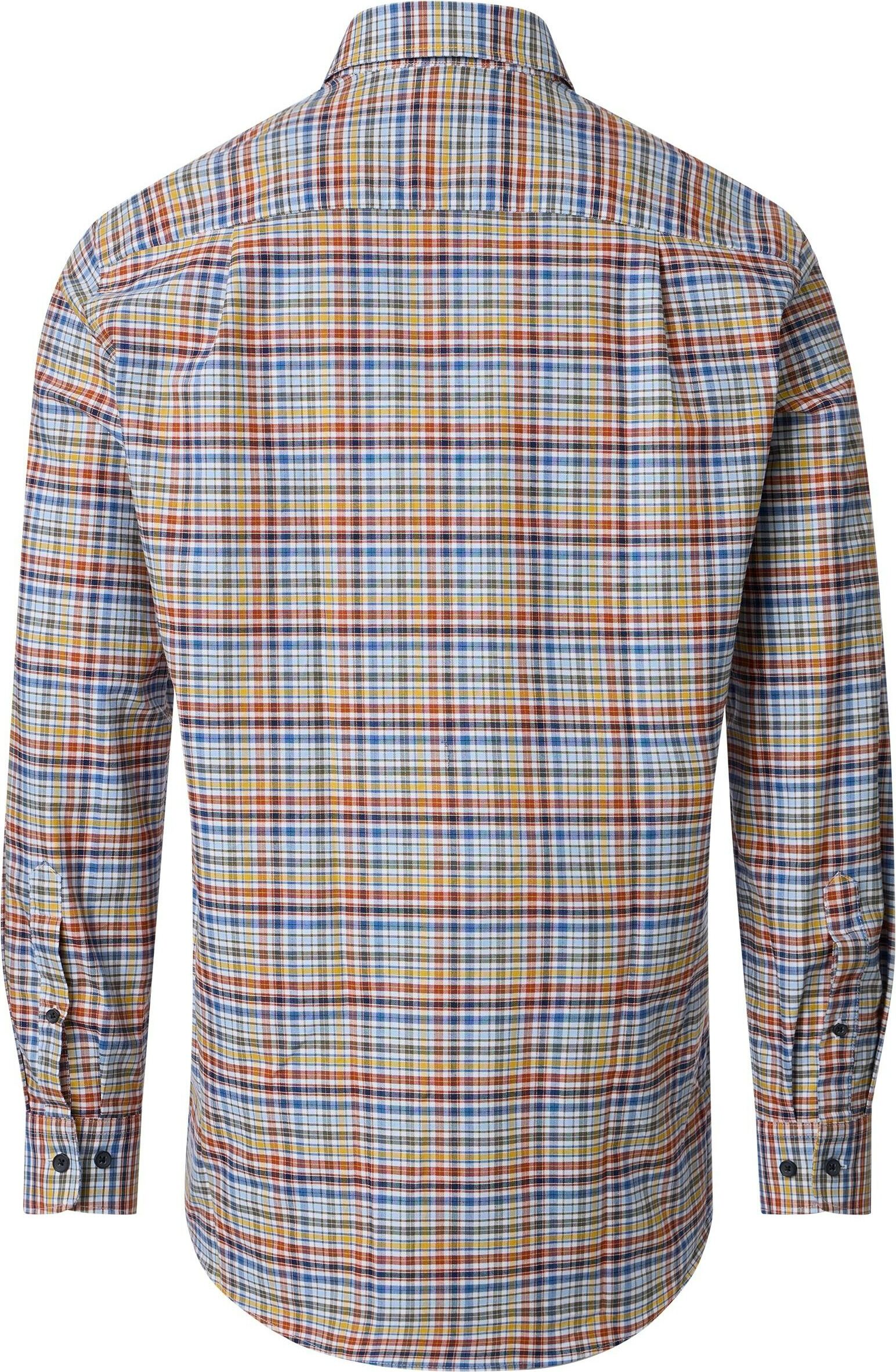 Redmond comfort fit overhemd, Oxford, wit, blauw, oranje, geel geruit