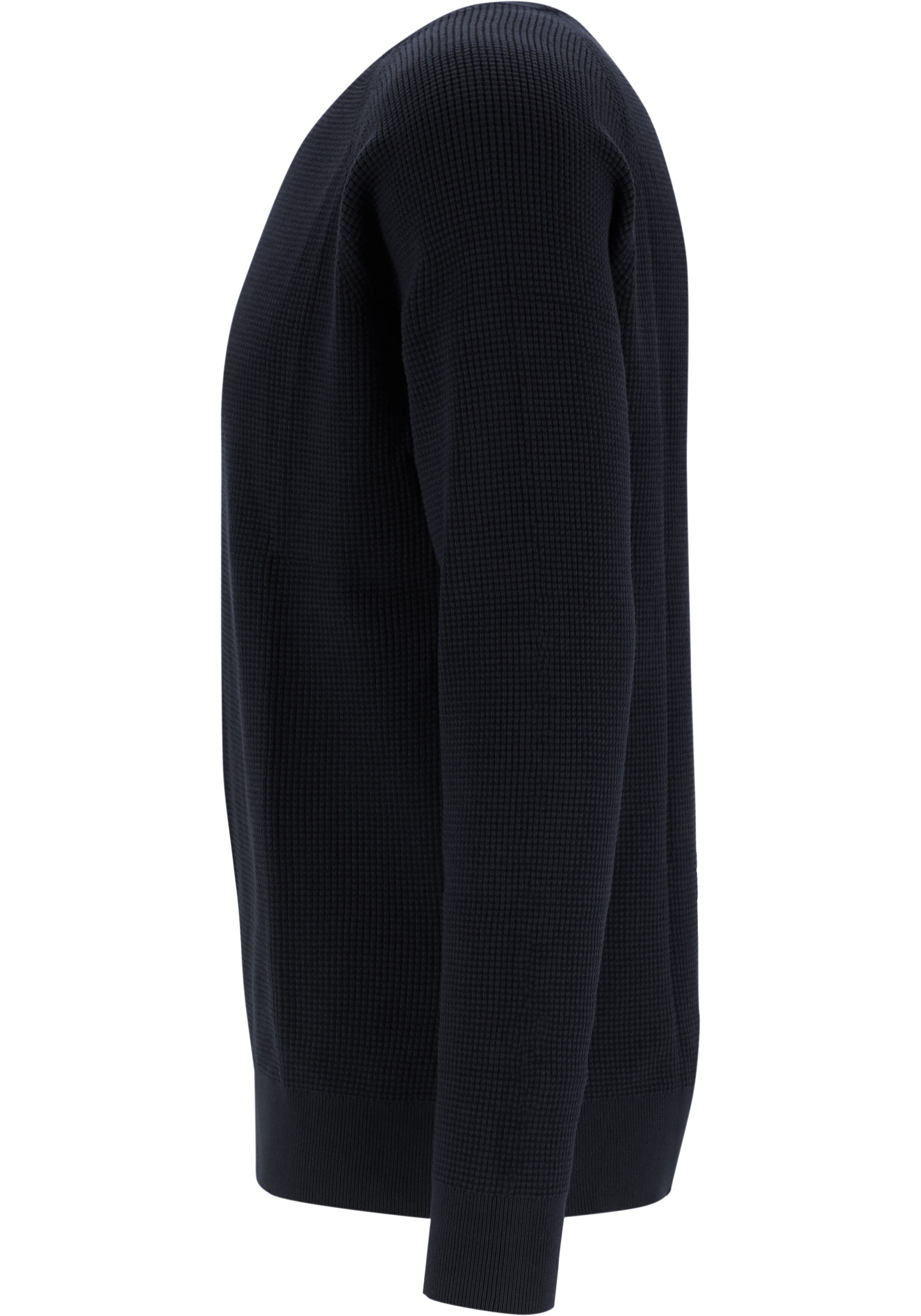 OLYMP Casual modern fit trui structuur, katoenmengsel, O-hals, marine blauw