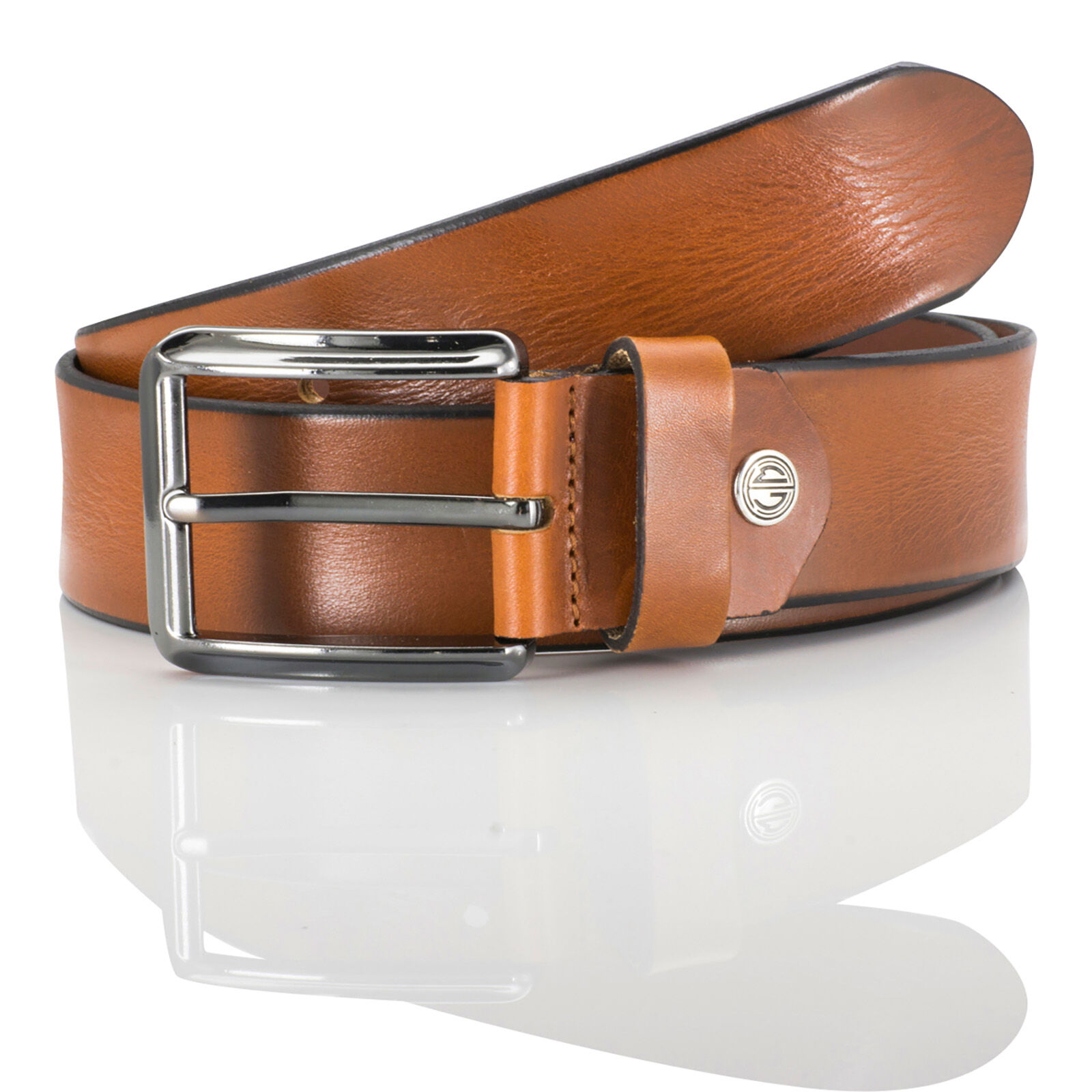 LINDENMANN leren heren riem, cognac