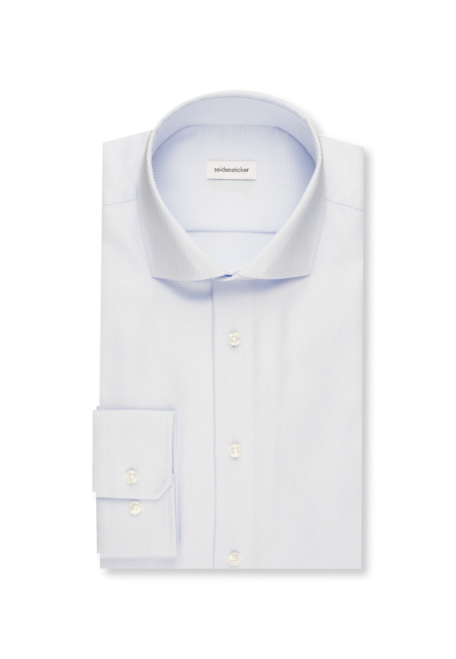 Seidensticker shaped fit overhemd, mouwlengte 7, structuur, blauw