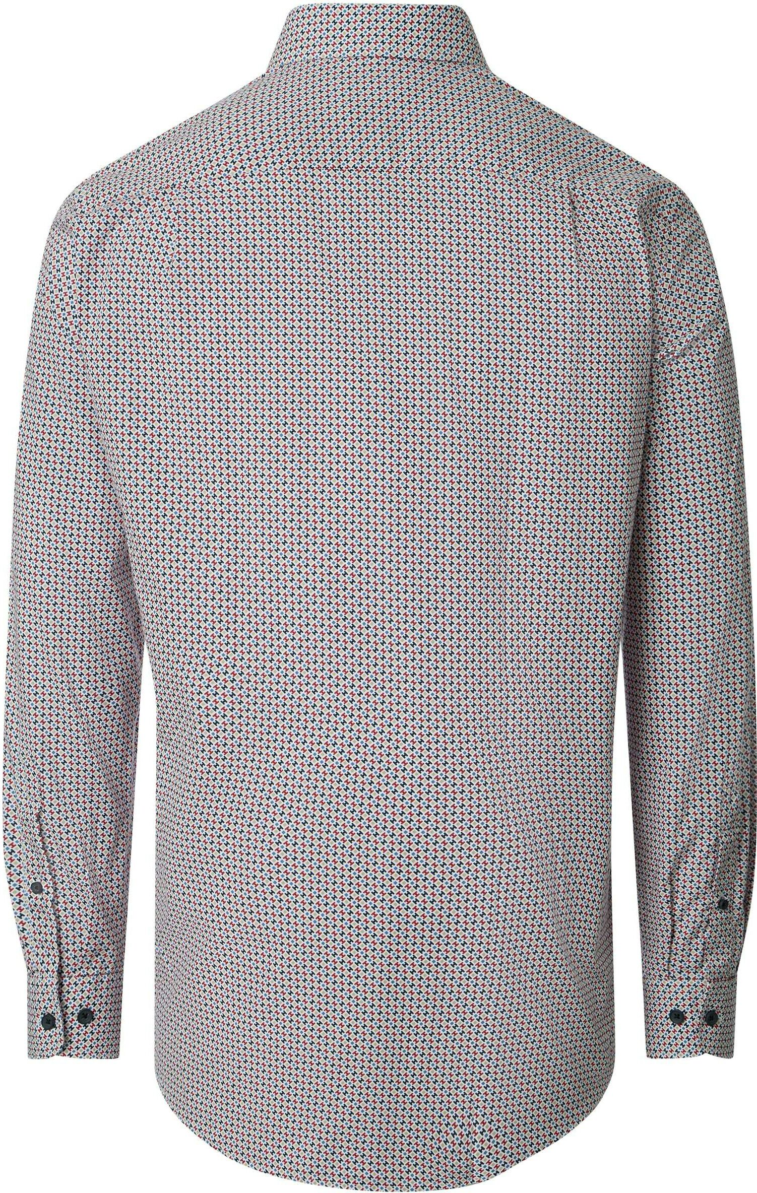 Redmond comfort fit overhemd, popeline, wit, donkerblauw, rood, beige dessin