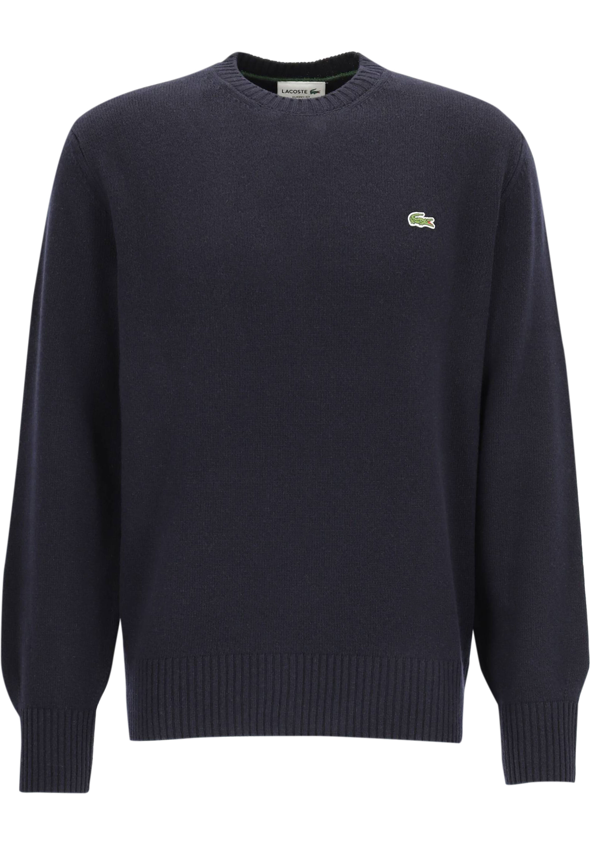 Lacoste herentrui wol, O-hals, navy blauw