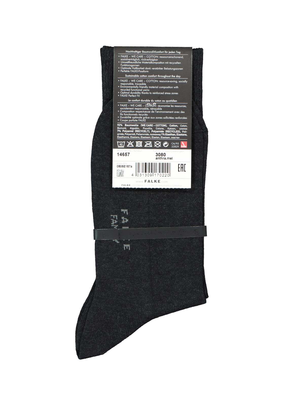 4-4031309170220_falke_sok_HR FALKE Family herensokken, antraciet grijs (anthracite melange)