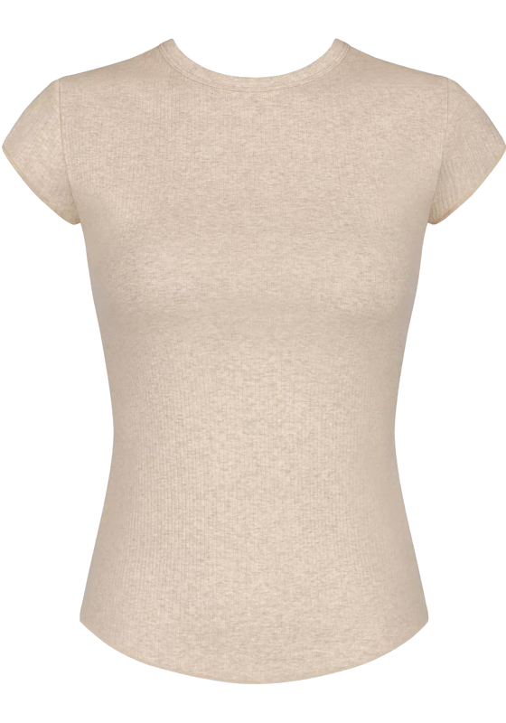 Sloggi Women GO Ribbed T-Shirt (1-pack), dames T-shirt, beige melange Sloggi Women GO Ribbed T-Shirt (1-pack), dames T-shirt, beige melange