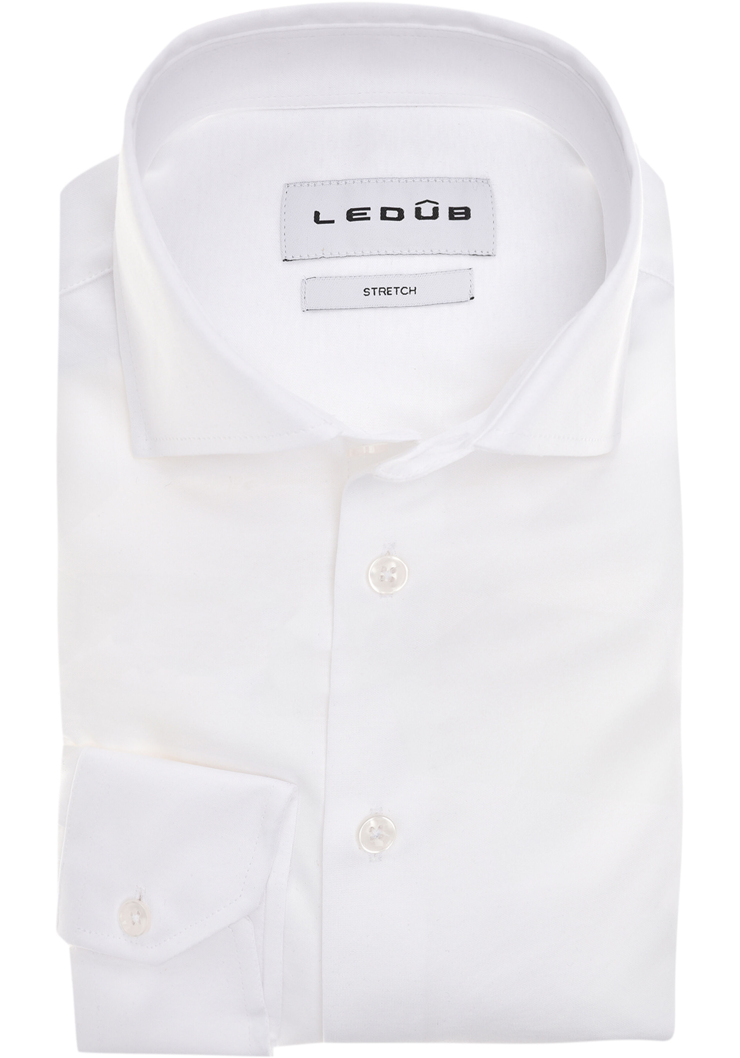 Ledub modern fit overhemd, mouwlengte 72 cm, jersey, wit