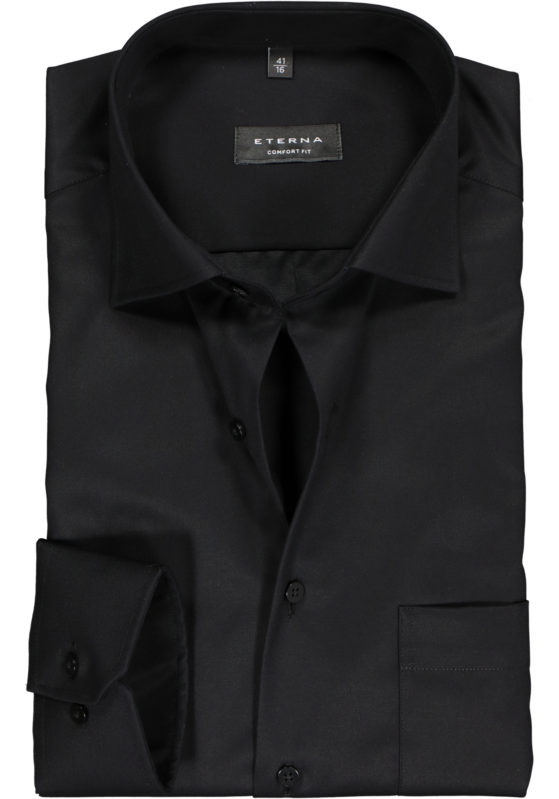 1-4062403299715_eterna-overhemd_HR ETERNA comfort fit overhemd, twill heren overhemd, zwart