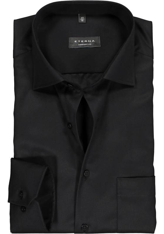 ETERNA comfort fit overhemd, twill heren overhemd, zwart ETERNA comfort fit overhemd, twill heren overhemd, zwart